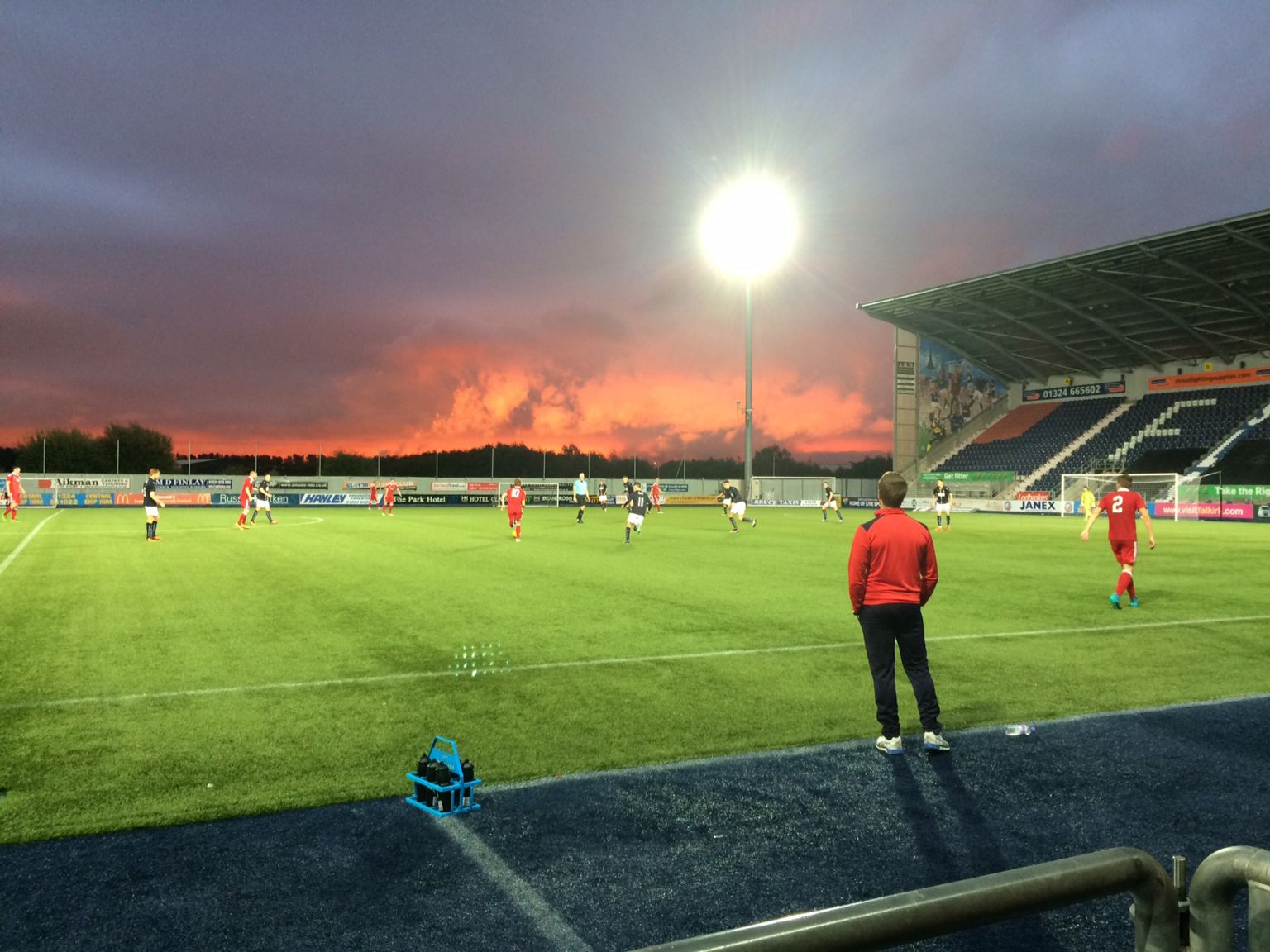 Sunset over Falkirk stadium