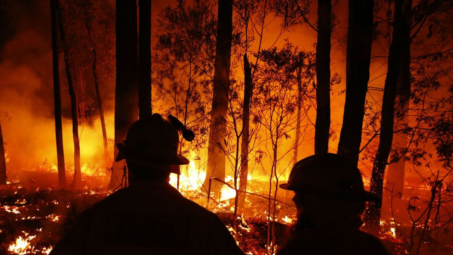 Crews monitor fires in east Gipplsland, Australia, on 02 January, 2020