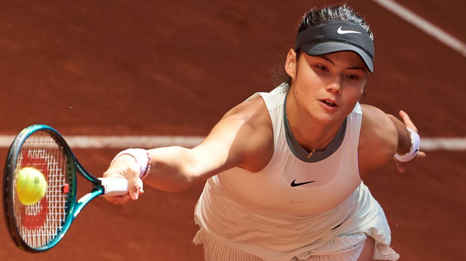 Emma Raducanu in action at the Madrid Open