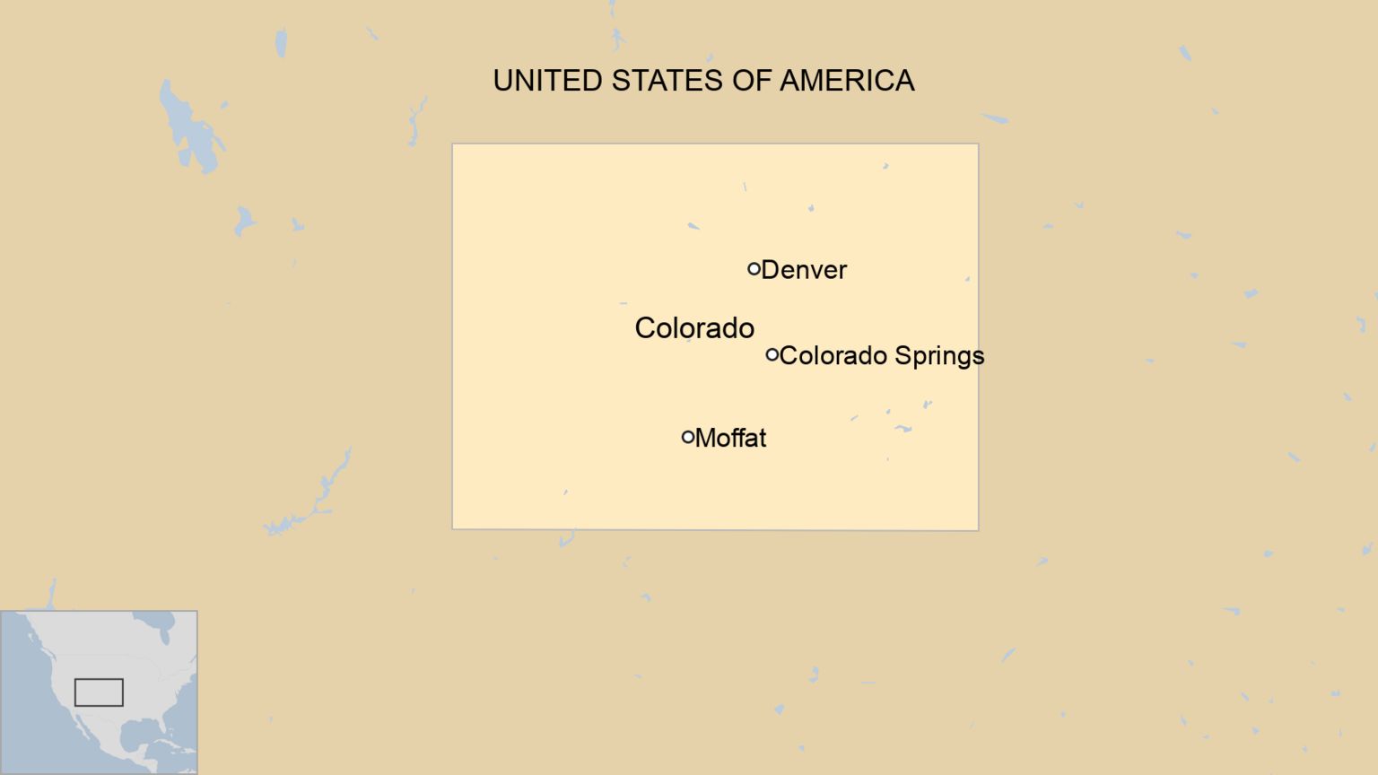 A map showing where Colorado is in the United States