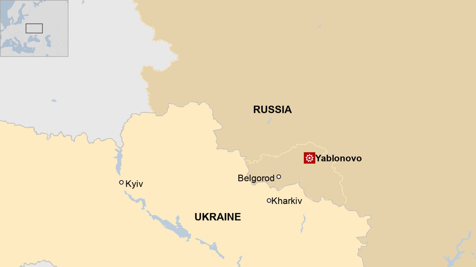 Map showing plane crash in Yablonovo