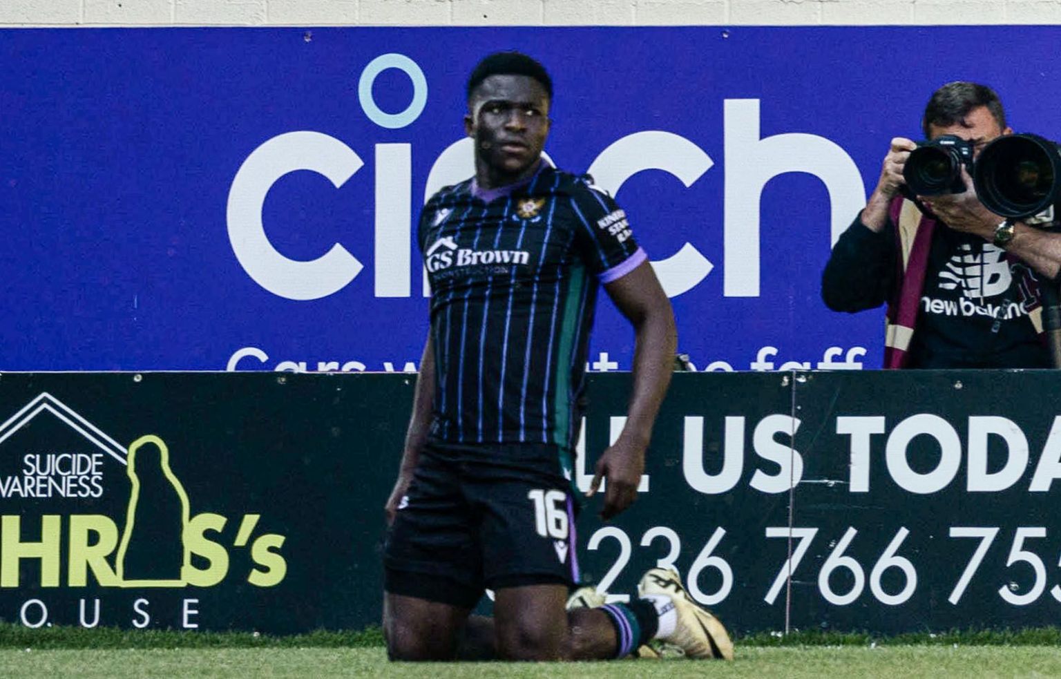 St Johnstone striker Adama Sidibeh celebrates scoring against Motherwell at Fir Park