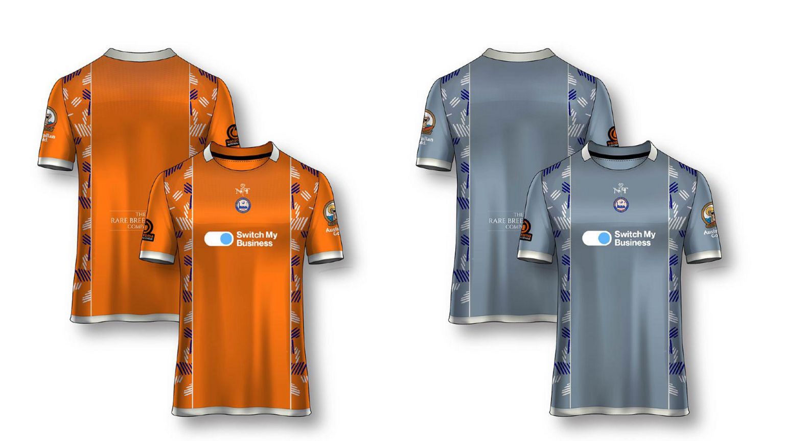 Braintree Town's orange home kit and grey away kit
