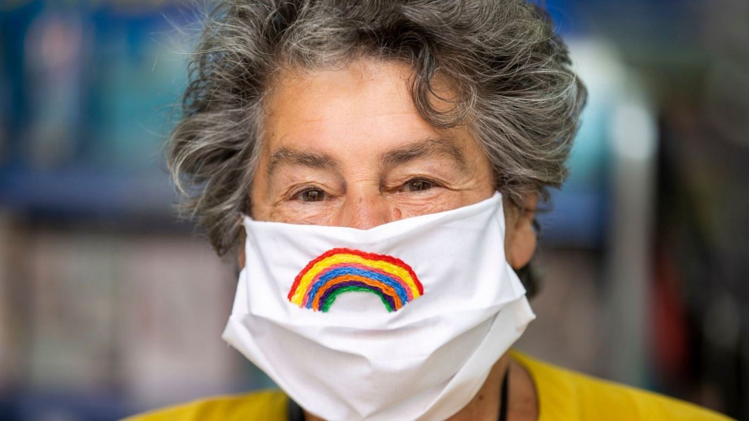 Violet Dubois, 85, shopping in the Card Factory in Belfast while wearing a face mask as face coverings are now compulsory for shoppers in Northern Ireland