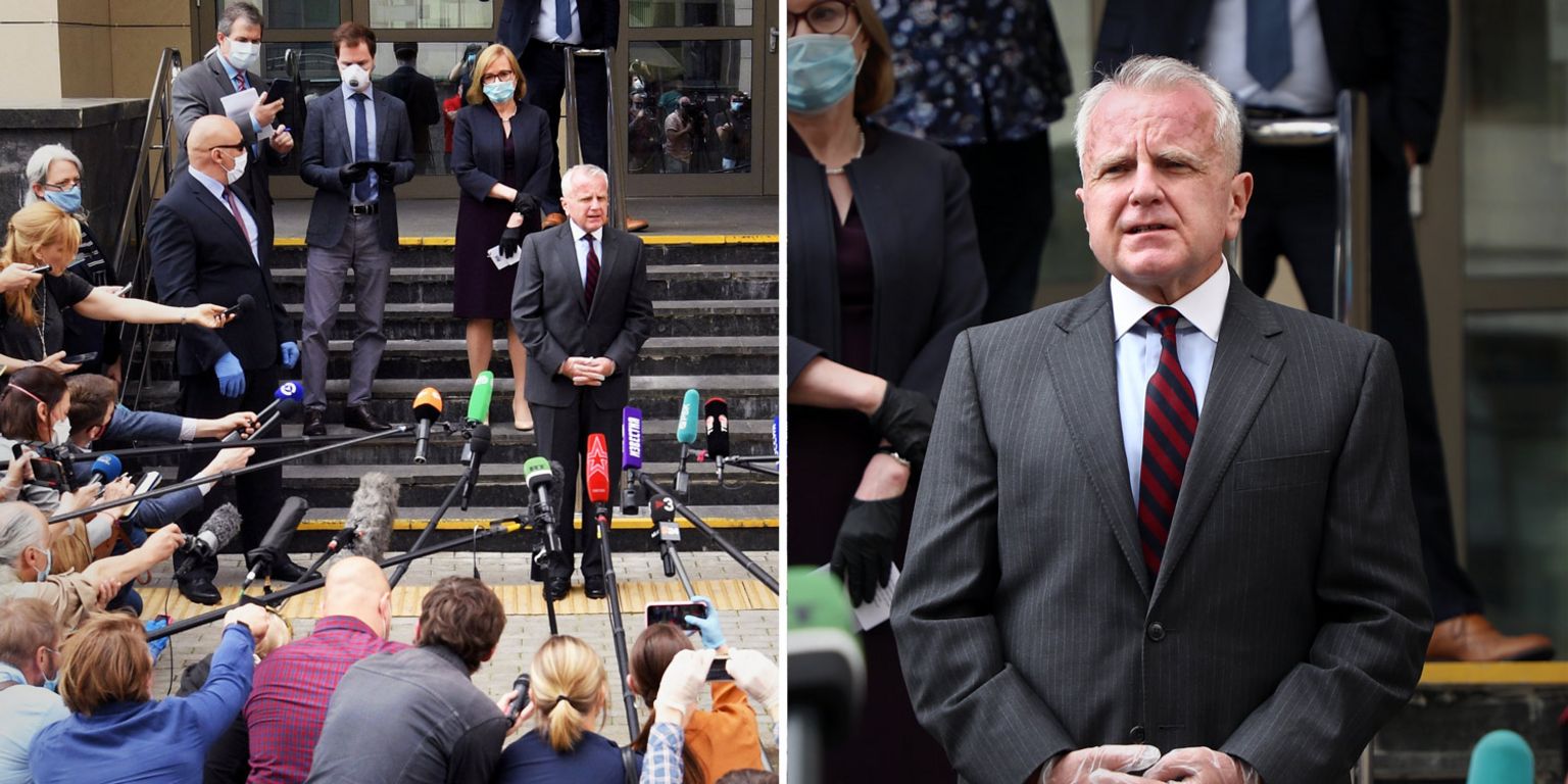 US Ambassador John Sullivan outside court after Paul Whelan's sentencing