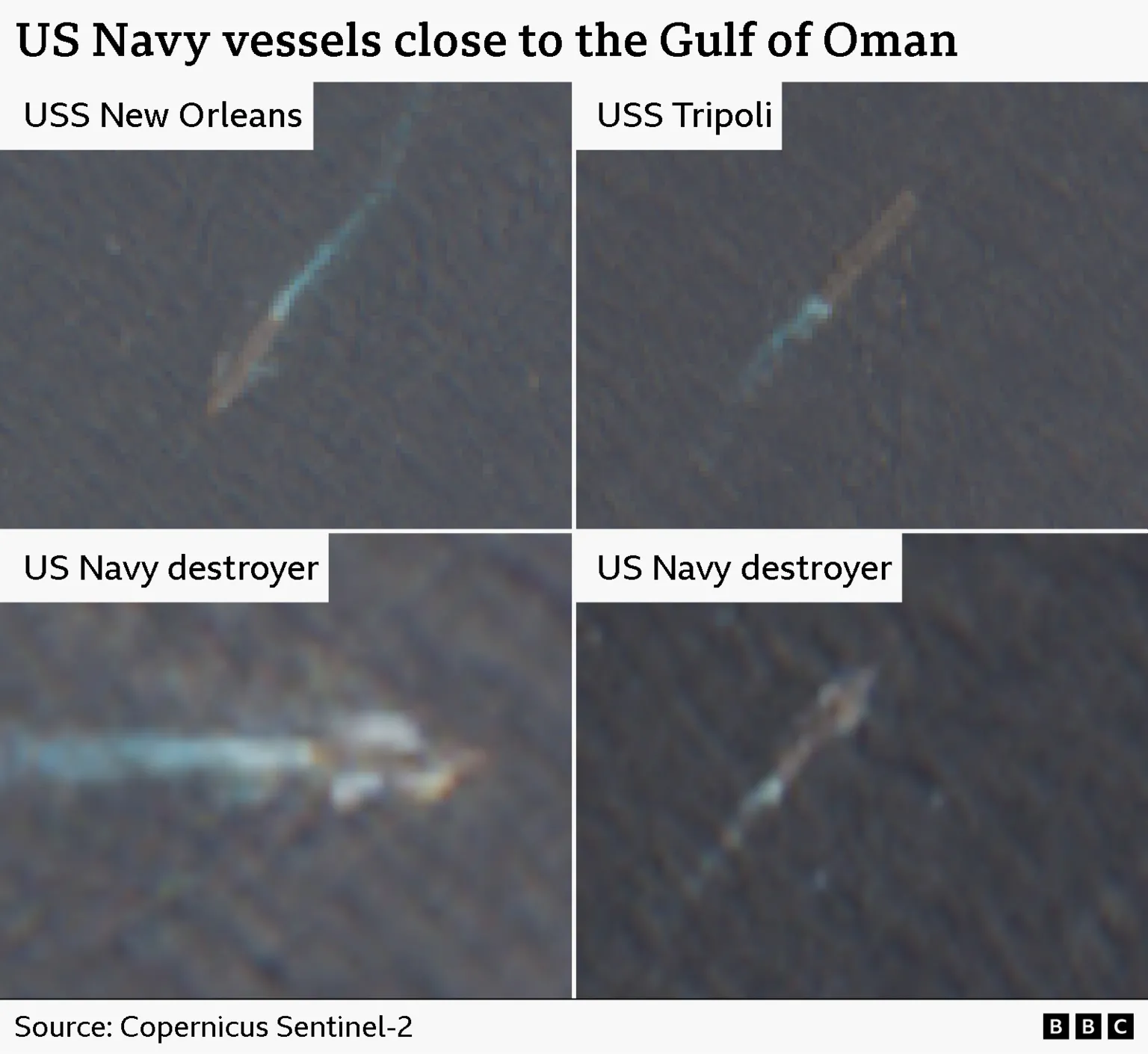 Satellite images of the four US warships