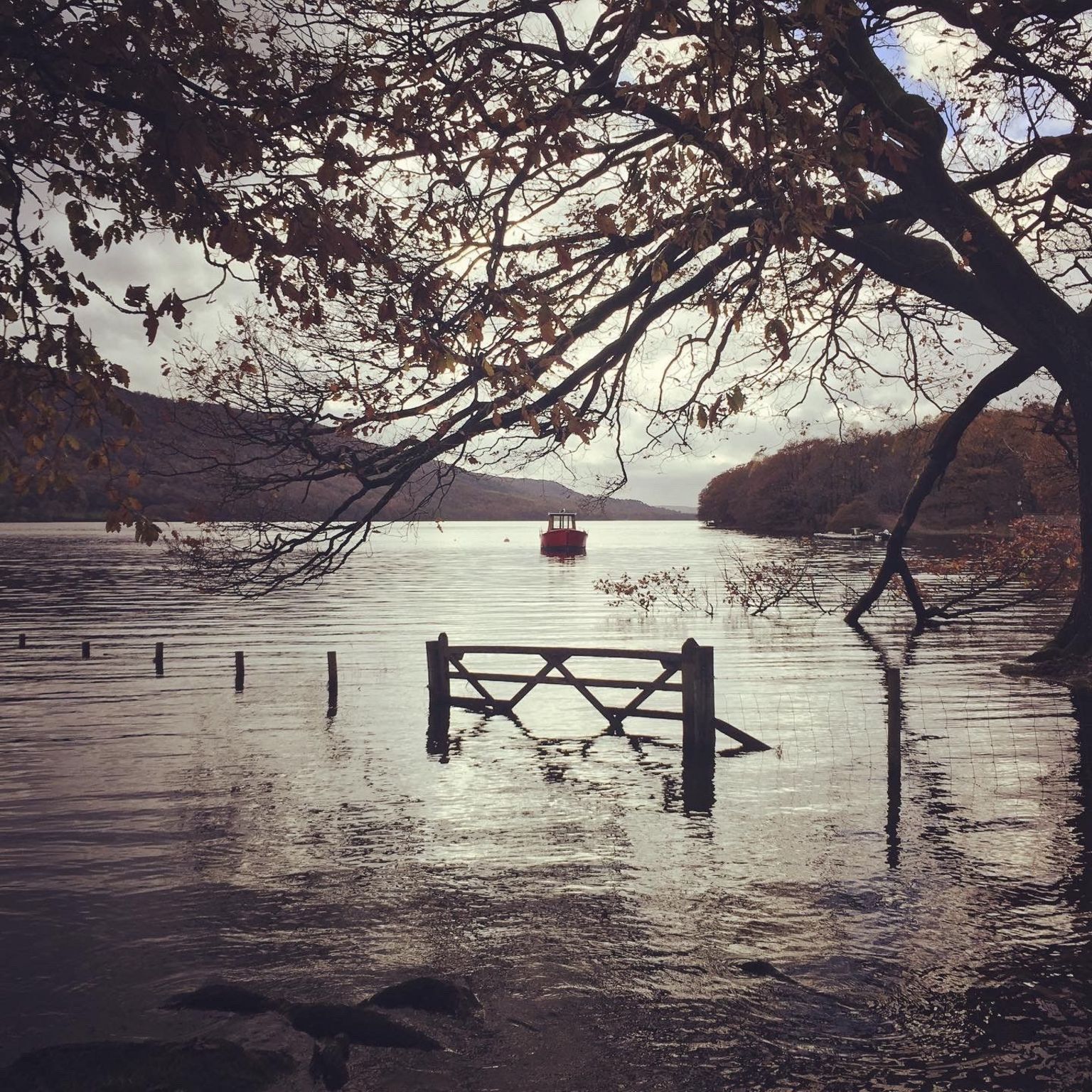 Ripples on a flooded lake in Cumbria