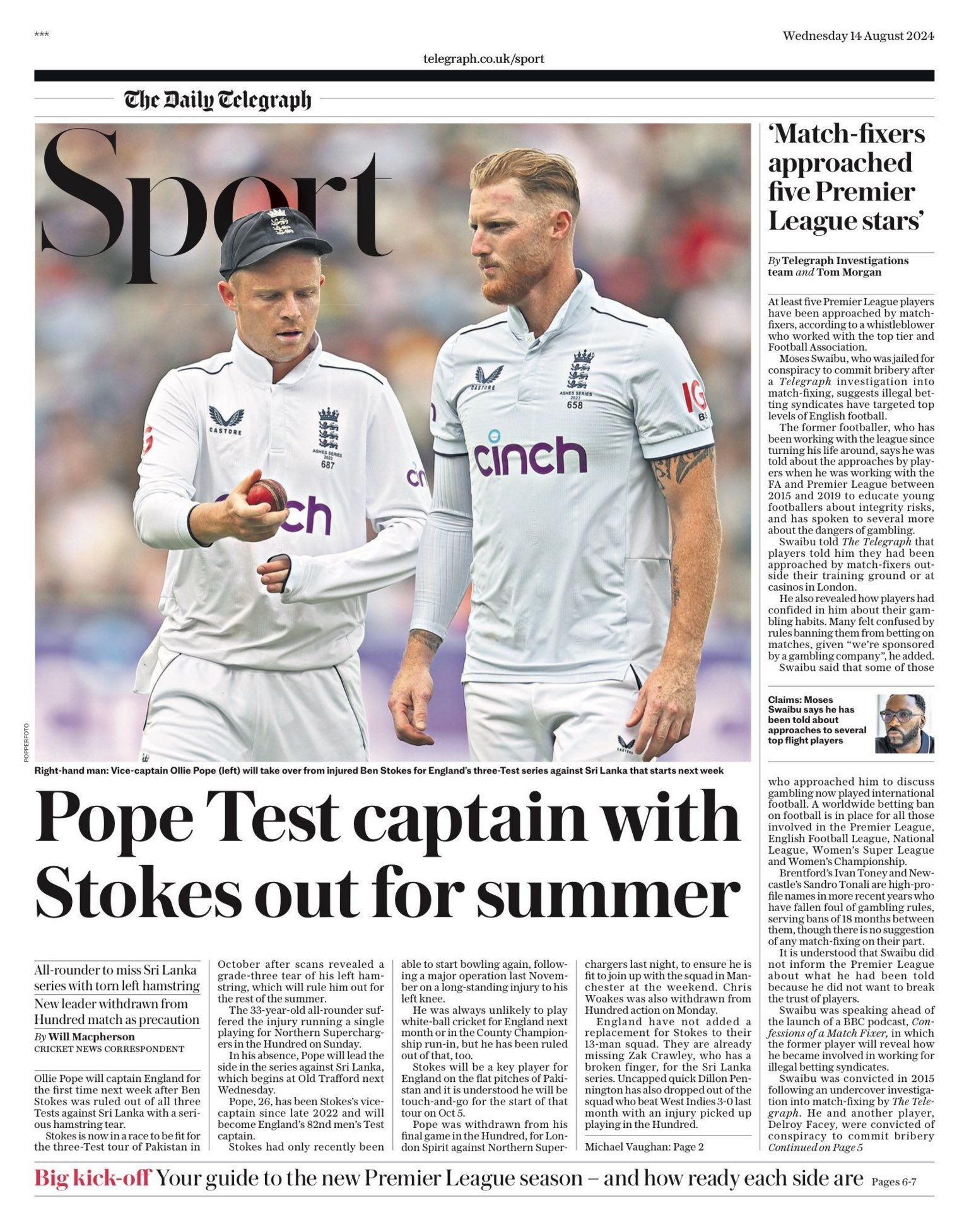 Telegraph back page