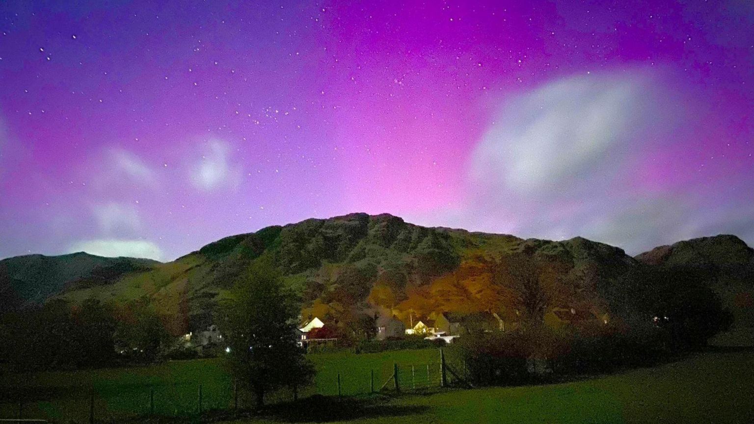 The Northern Lights in Coniston, Cumbria