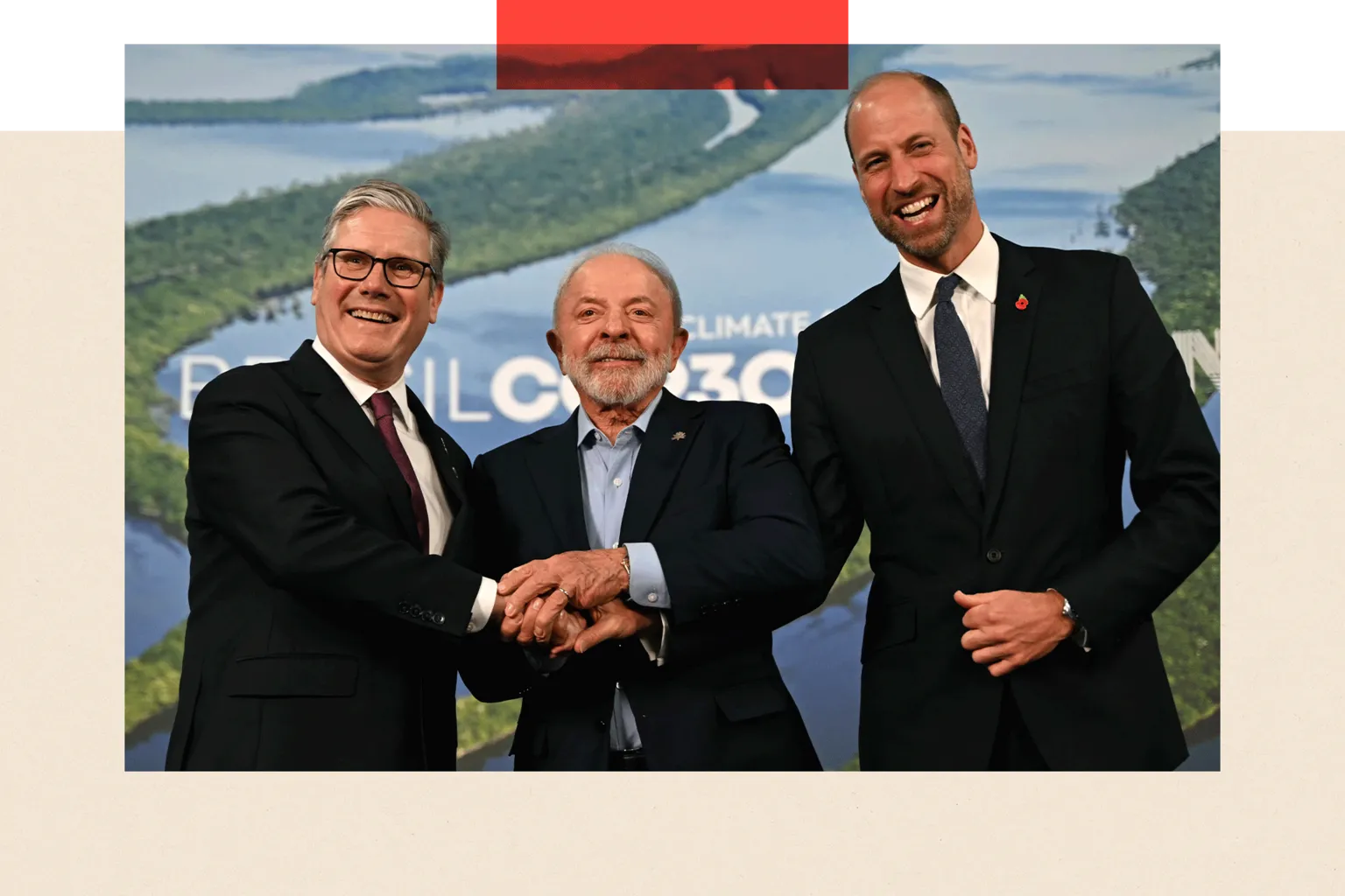 WPA Pool/Getty Images Prince William and Britain's Prime Minister Keir Starmer shake hands with Brazil's President Luiz Inacio Lula da Silva, during the COP30 UN climate conferenc
