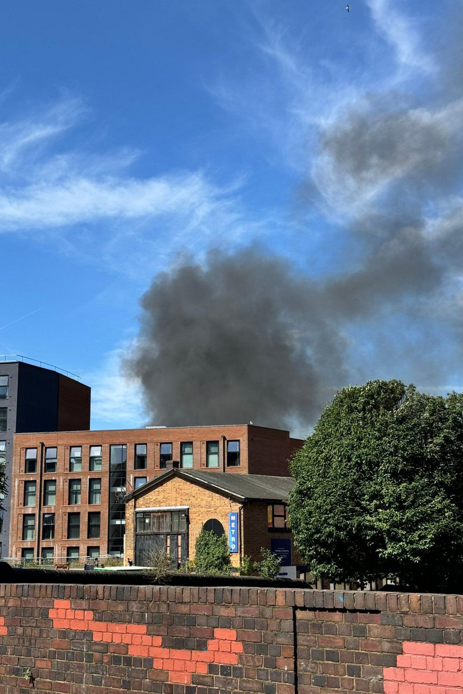 Smoke from a fire in Aston, Birmingham