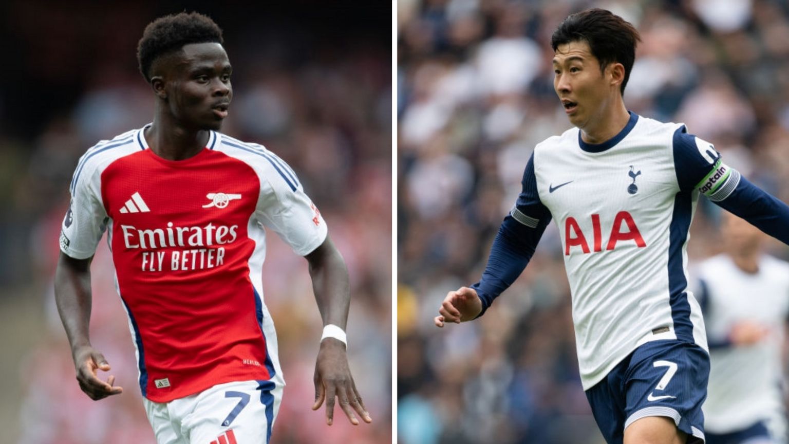 Composite representation   of Bukayo Saka and Son Heung-min