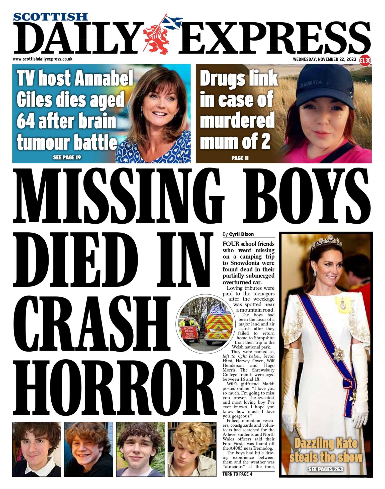 Scotland's Papers: Teens Die In Crash And Holyrood Backs Ceasefire 