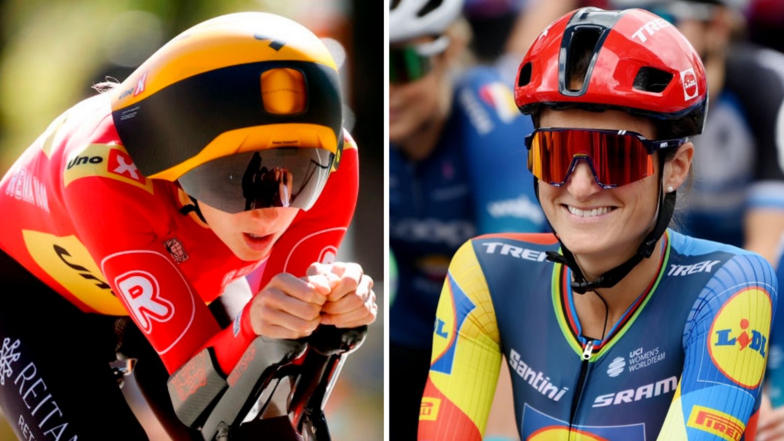 A split image of Elinor Barker and Lizzie Deignan 