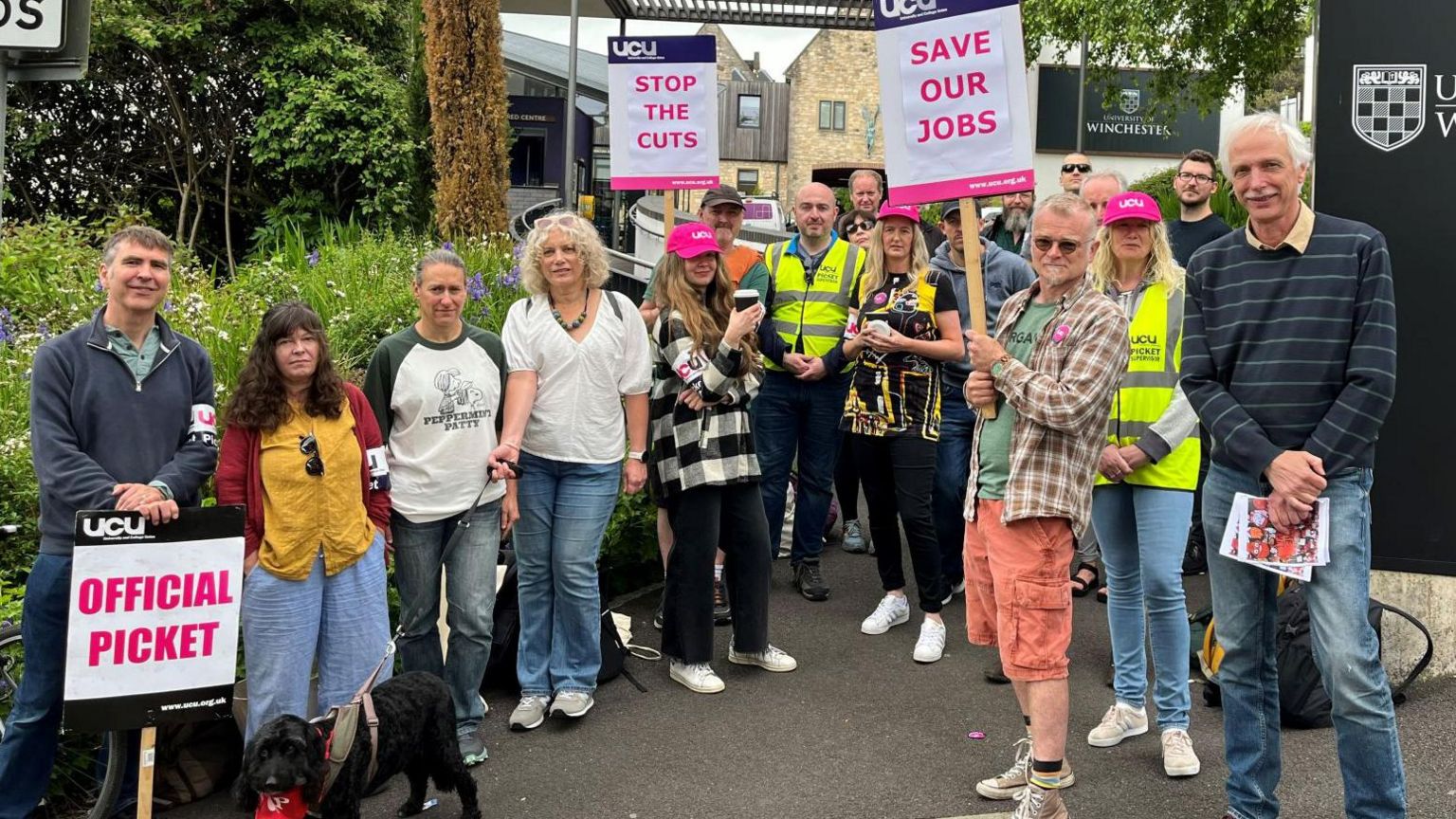 Striking staff at the University of Winchester