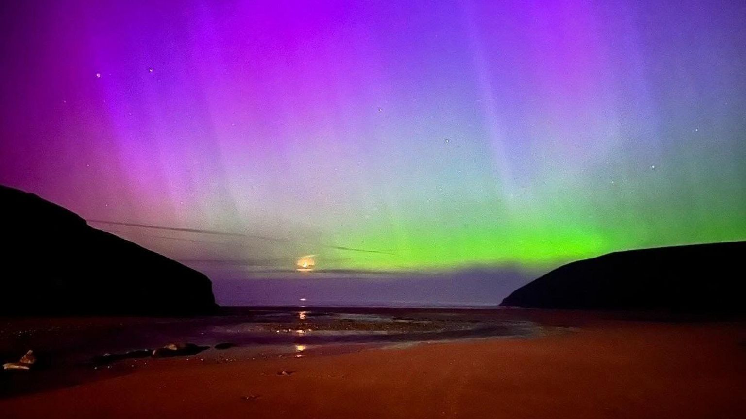 Northern lights in Cornwall