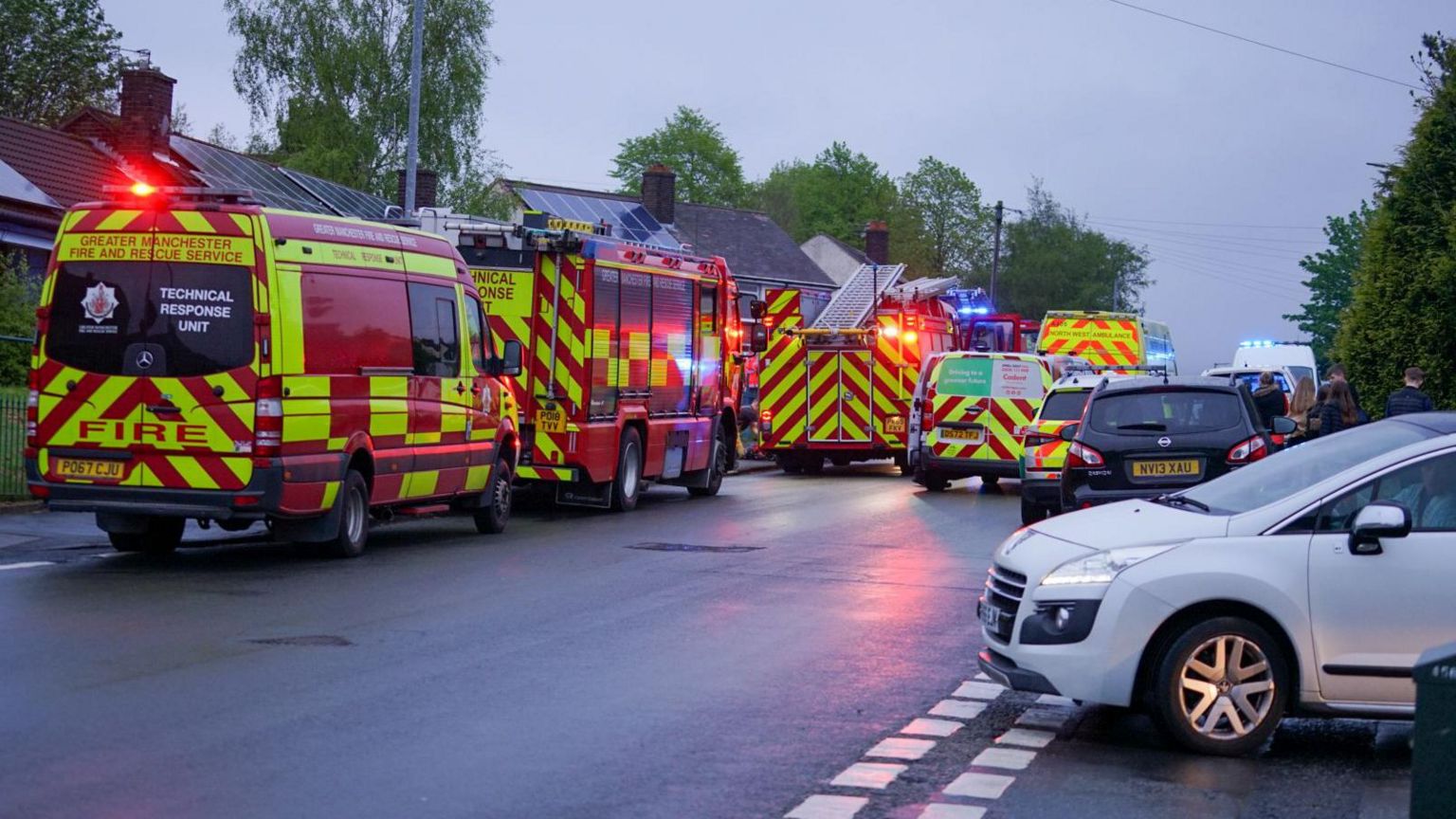 Fire engines in Glenmore Grove, Dukinfield