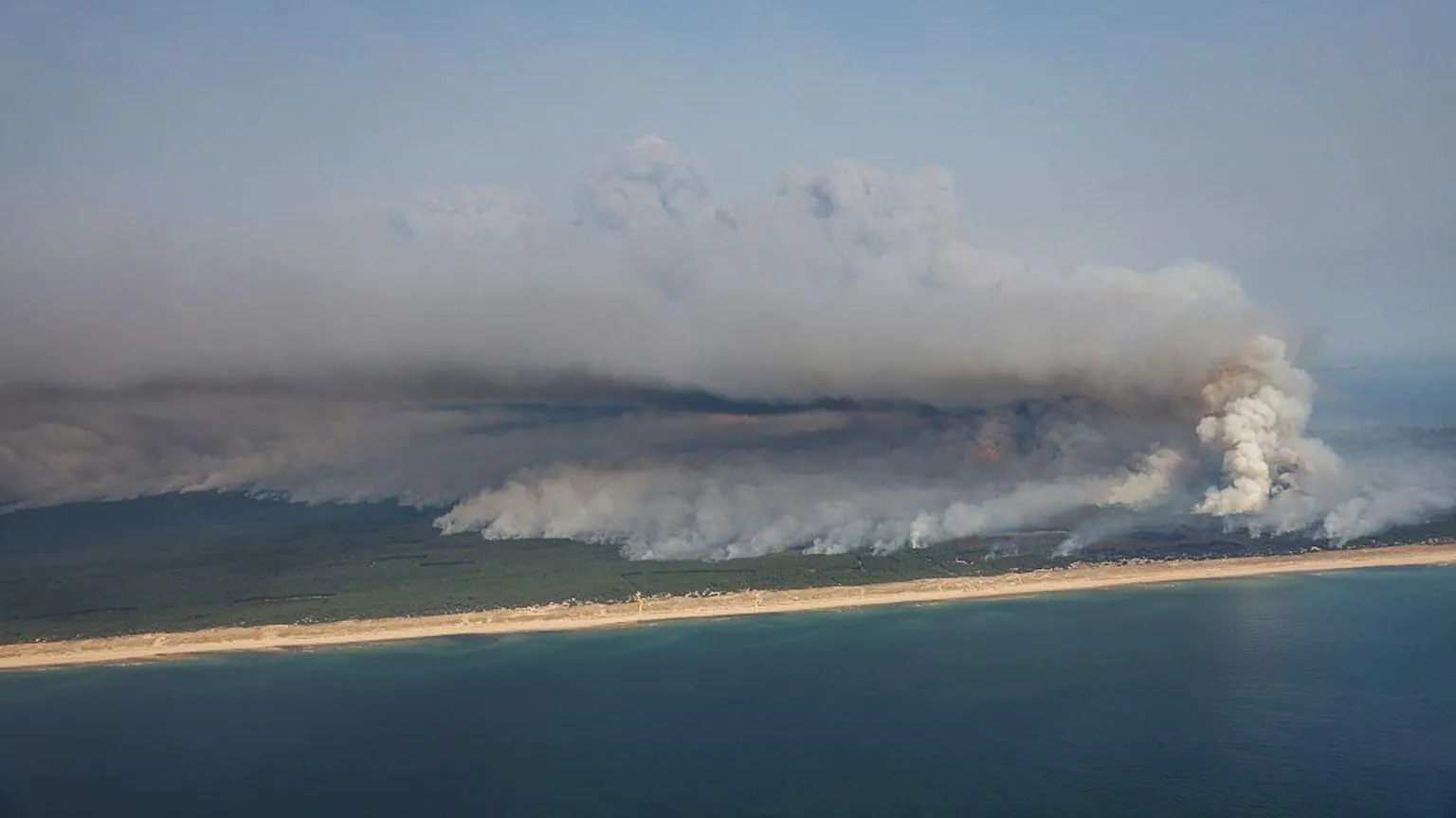 AFP via Getty Images The French wildfires have formed in the Bordeaux area, close to the Atlantic ocean