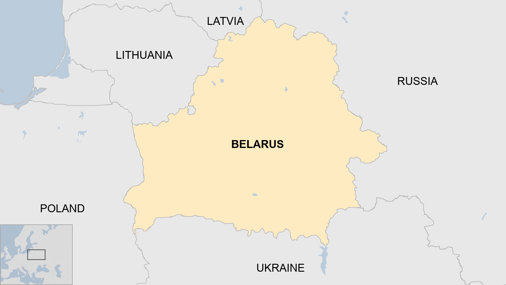 Mapa de Bielorrusia y países vecinos