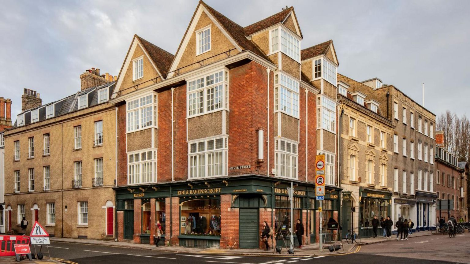 Building on the corner of Silver Street and Trumpington Street in Cambridge