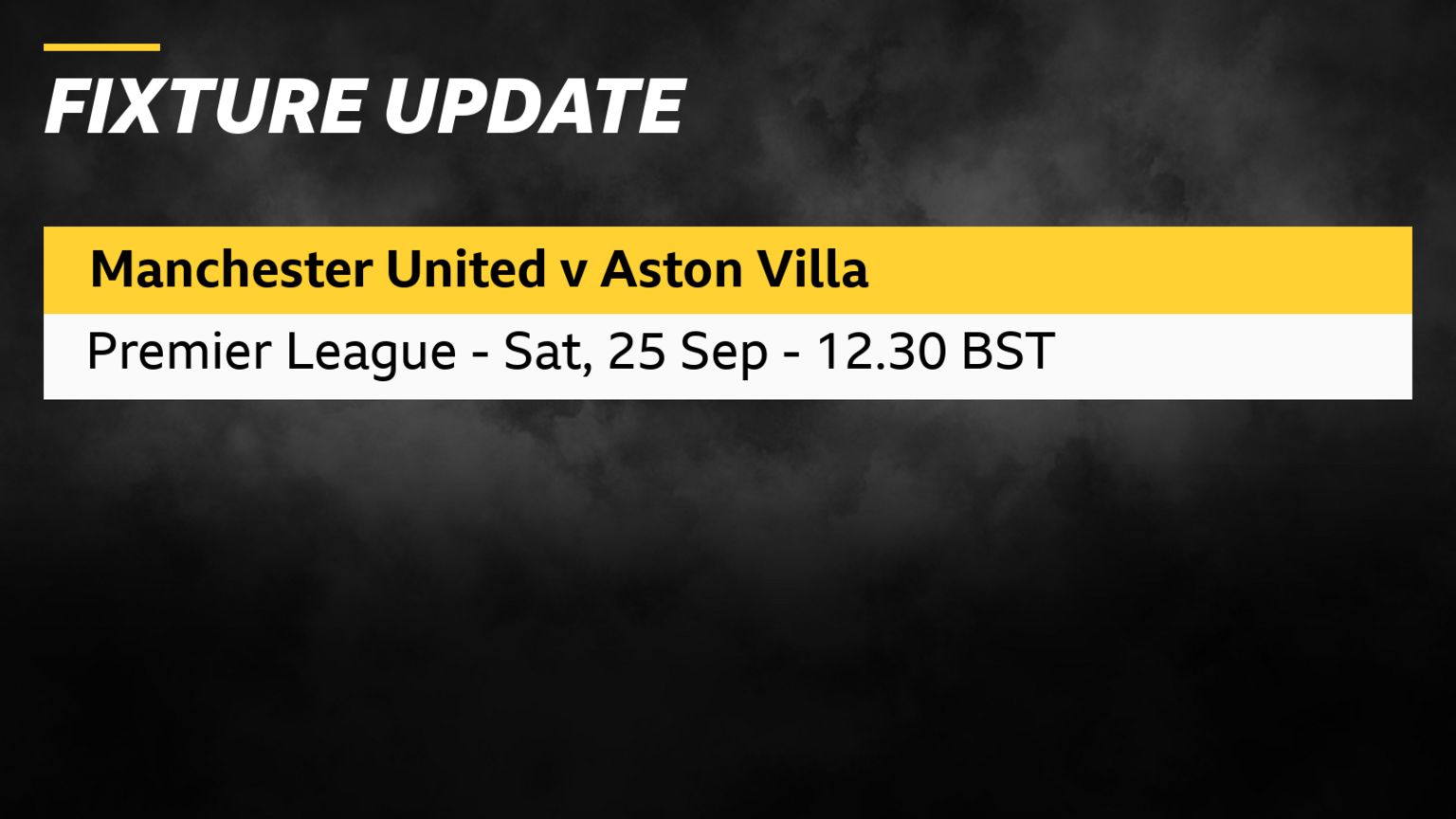 Man Utd v Aston Villa - Saturday 25 September - 12.30 BST