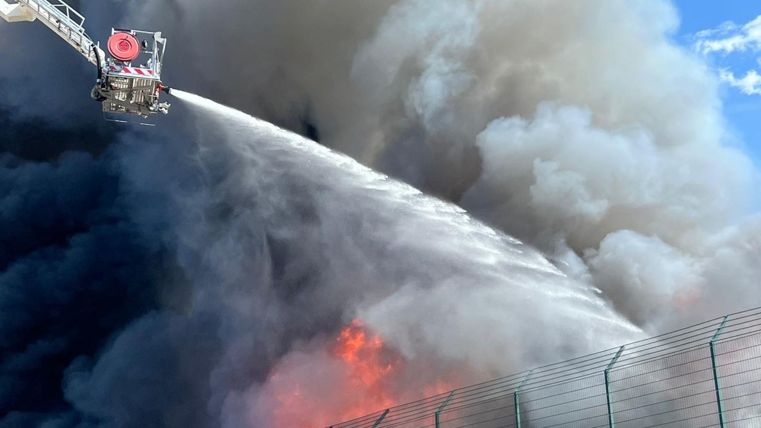 Suffolk firefighters tackling the fire at Sackers on Thursday