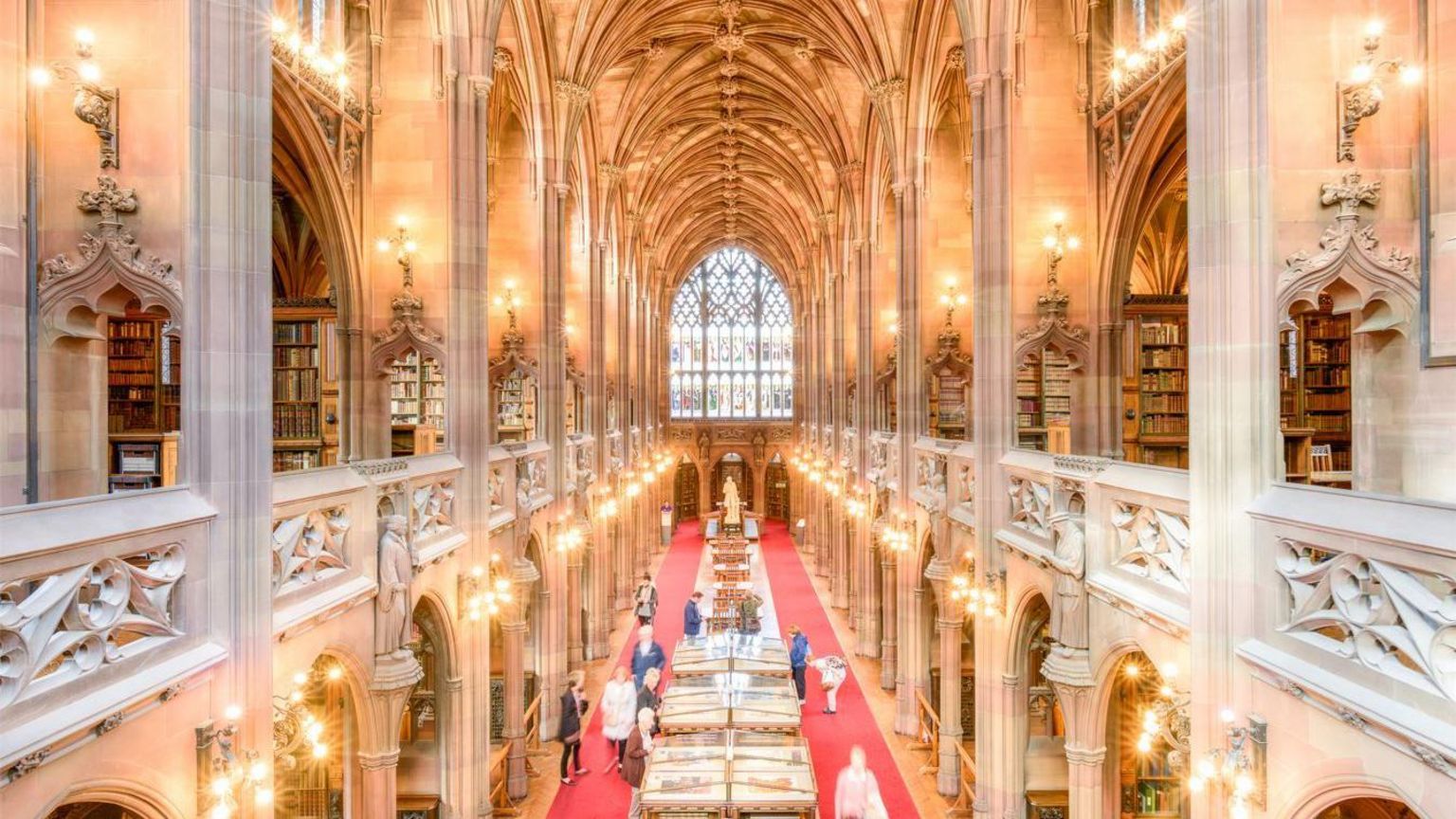 Interior shot of John Rylands Library in Manchester