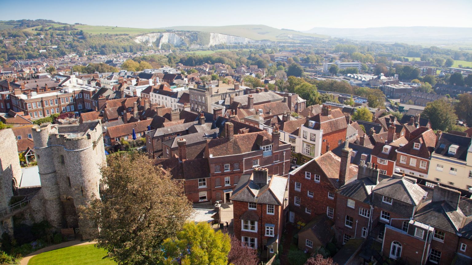 The town of Lewes seen from the air