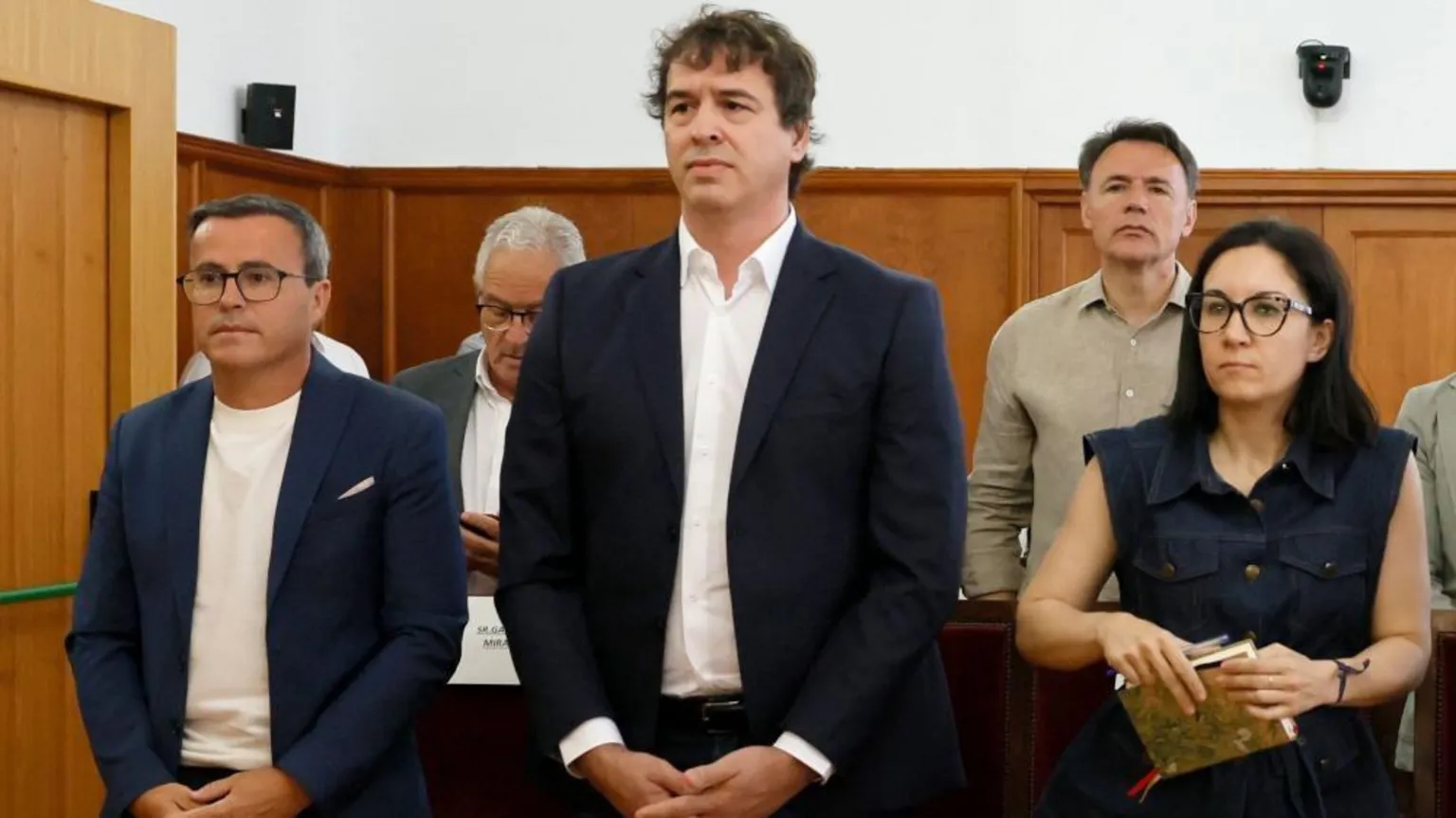EPA Miguel Angel Gallardo, former leader of the Extremadura branch of the ruling party PSOE; David Sanchez, brother of Spanish Prime Minister Pedro Sanchez, and Elisa Moriano Morales, former director