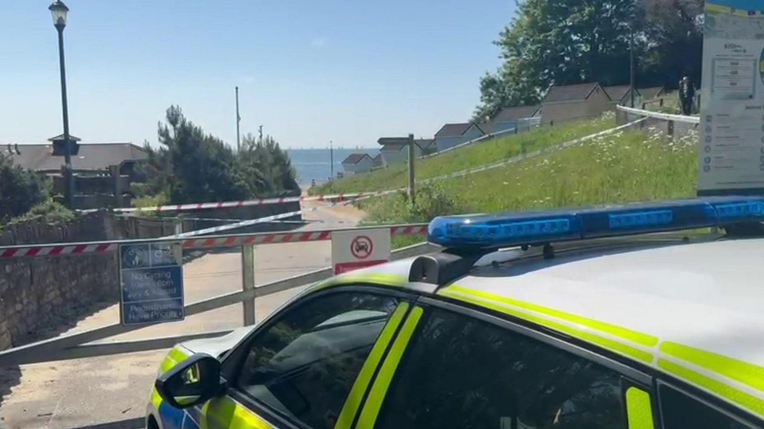 Police cordon at Durley Chine Beach