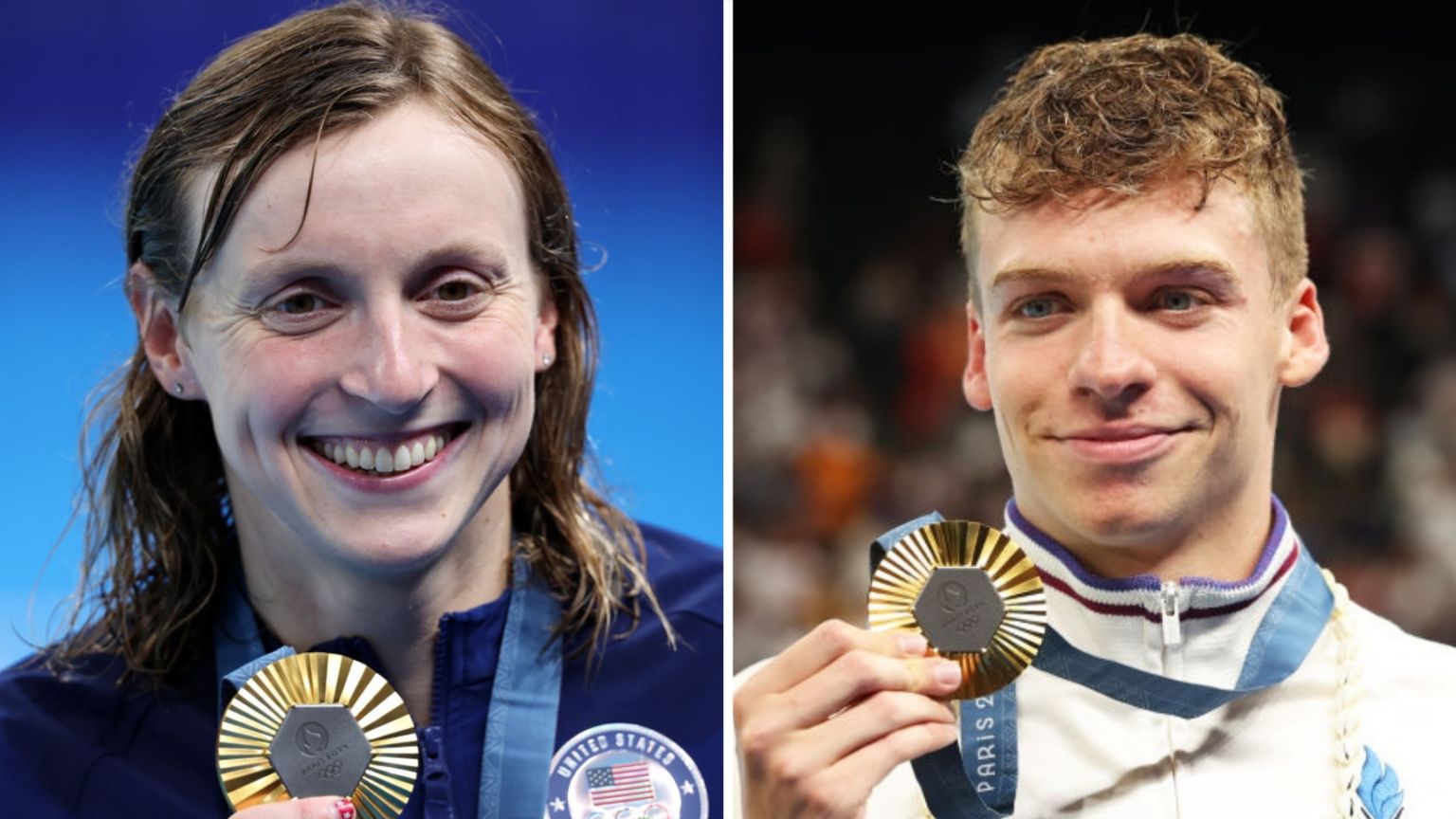 Katie Ledecky and Leon Marchand