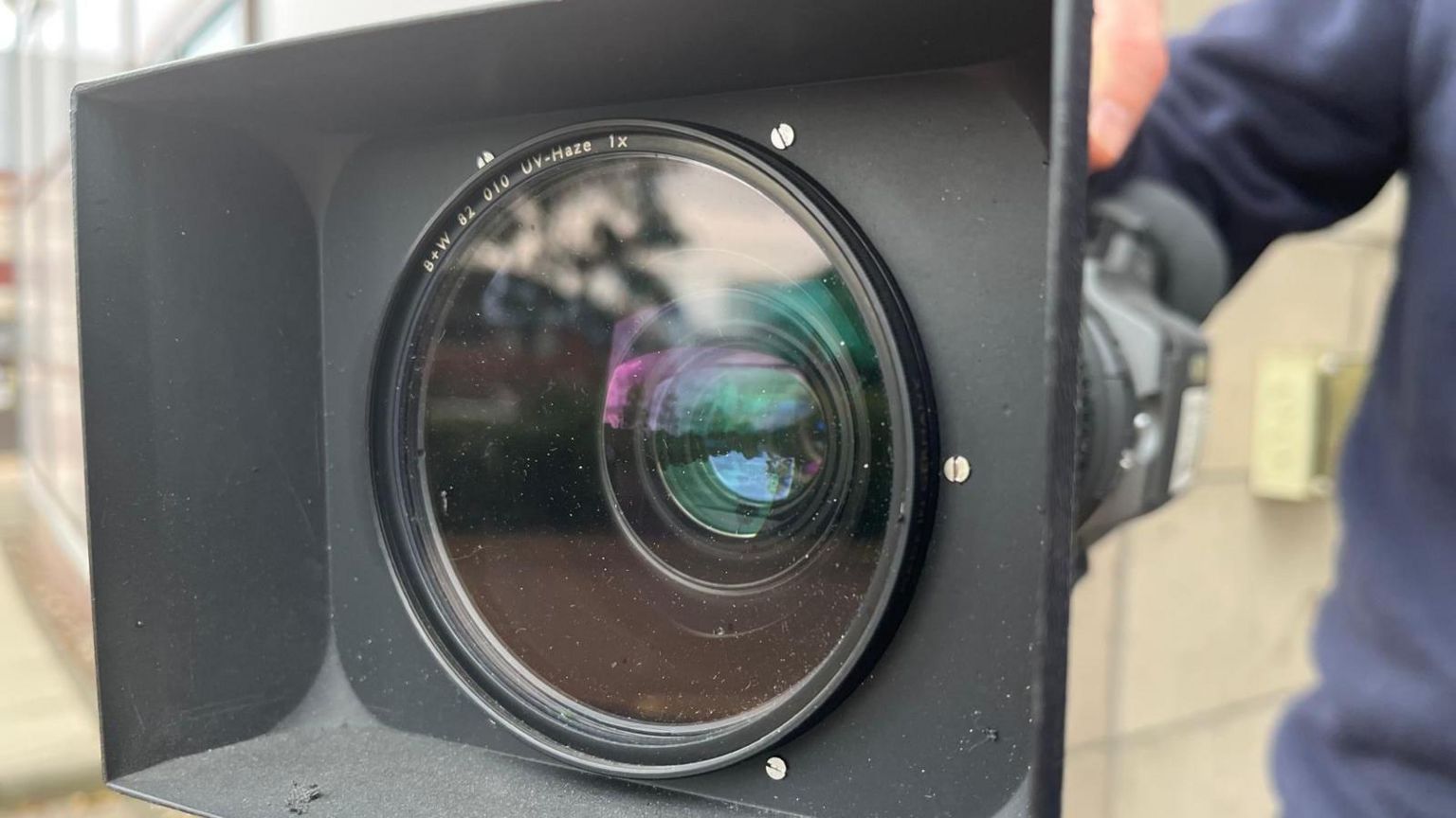 The lens of a video camera