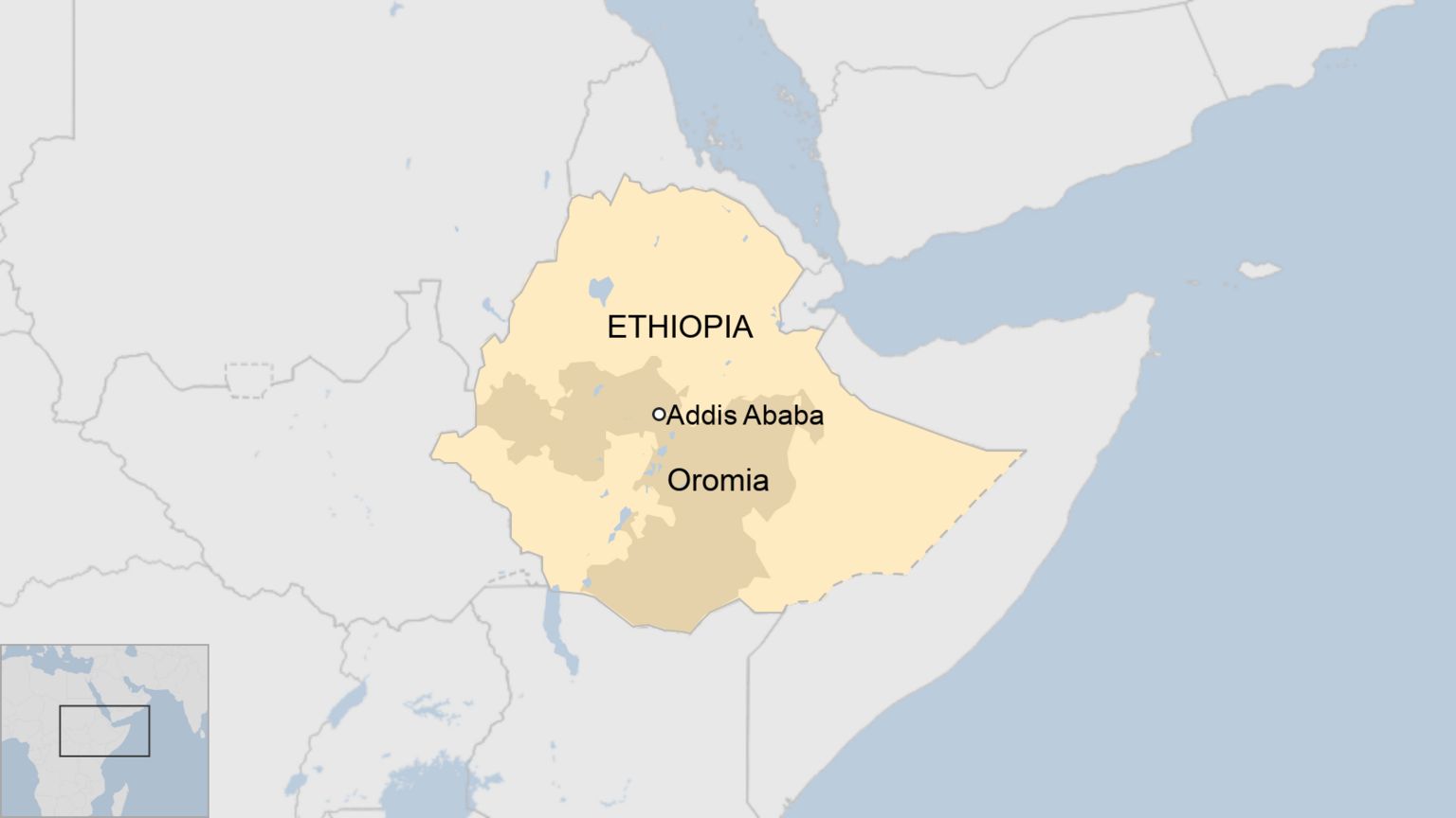 Map of Ethiopia, showing Oromia