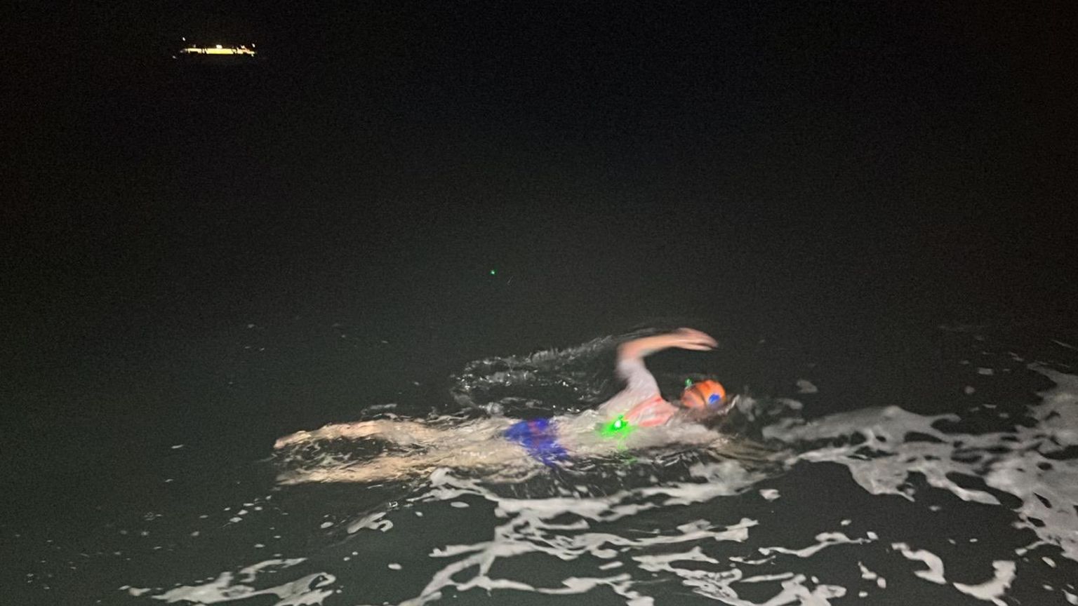 Gill Castle swimming at night in the English Channel 