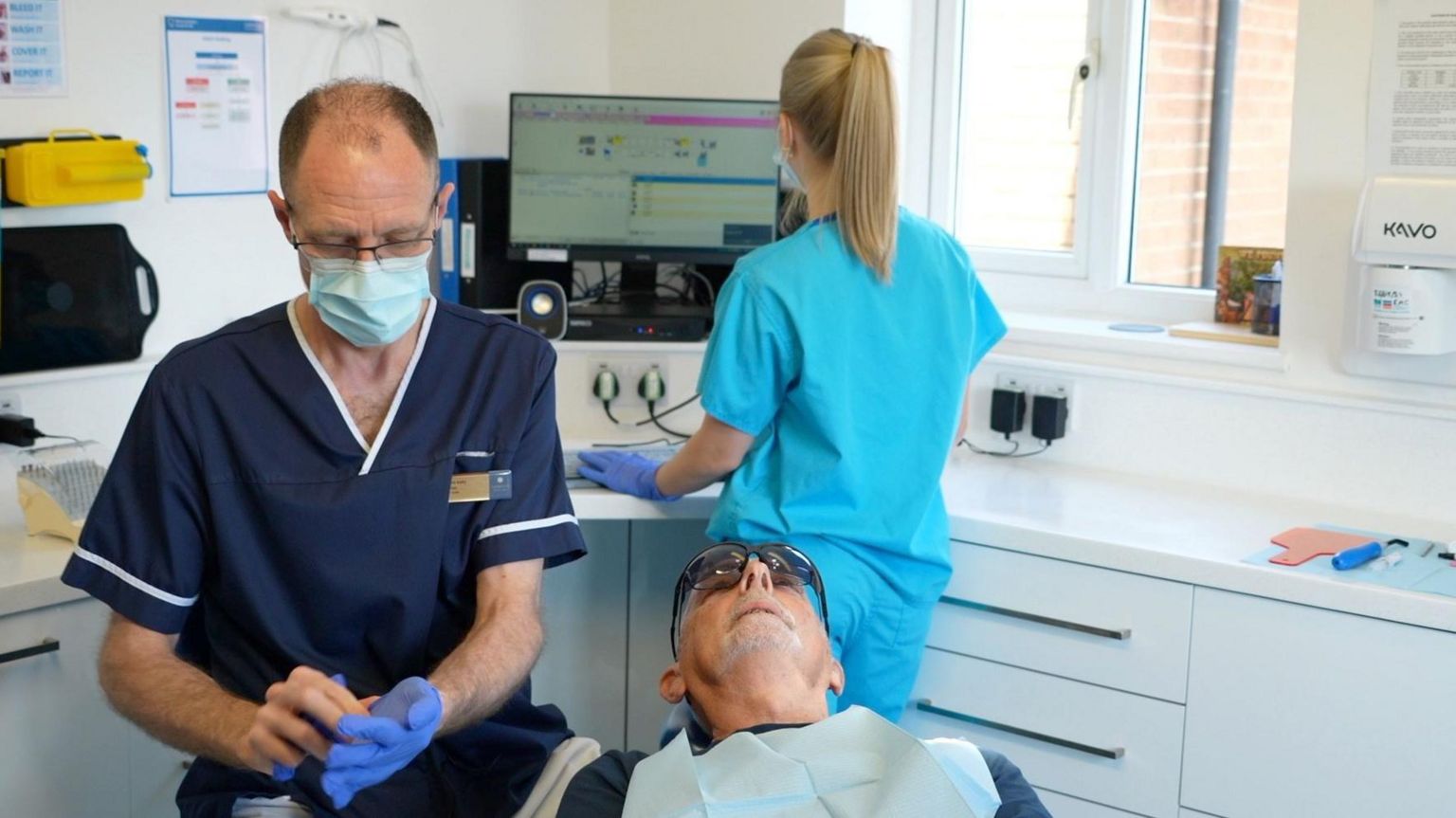 Dentist Chris Kelly at his pratice in Suffolk
