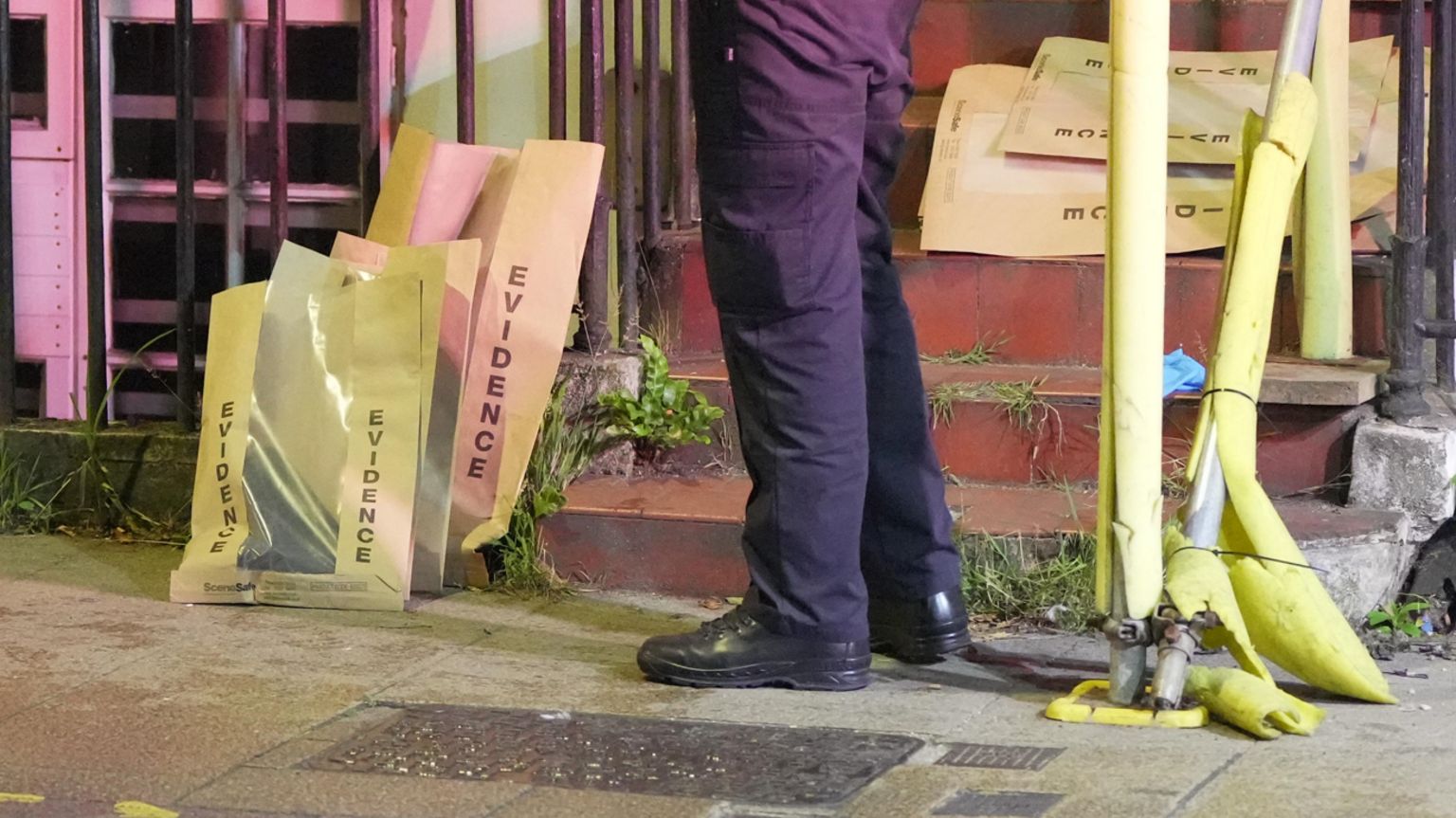 Evidence bags at the scene of the chemical incident in Brighton.