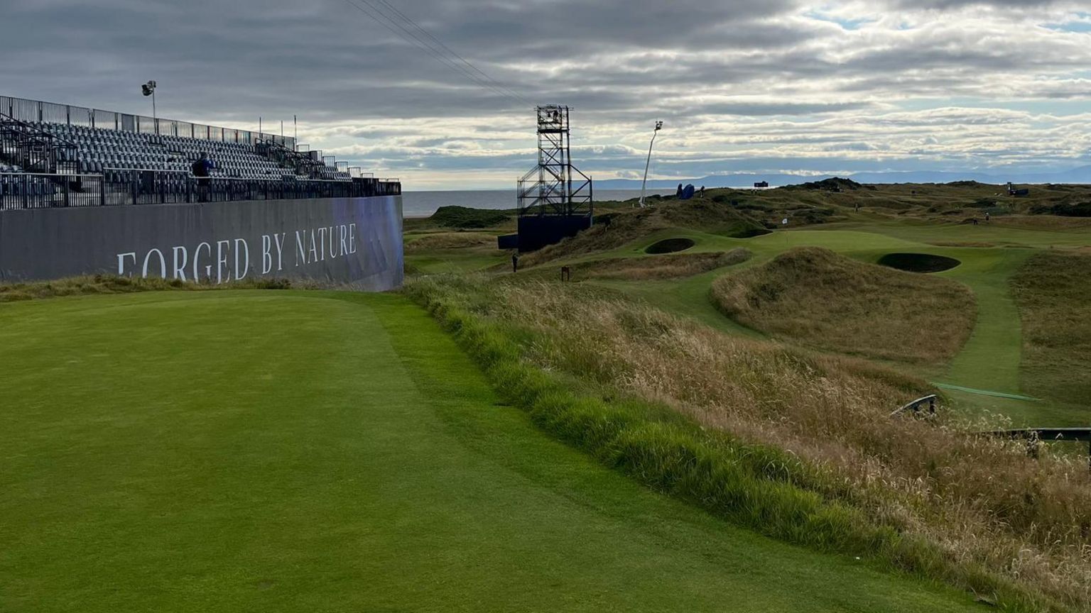 The eighth hole at Royal Troon, with the Isle of Arran in the background