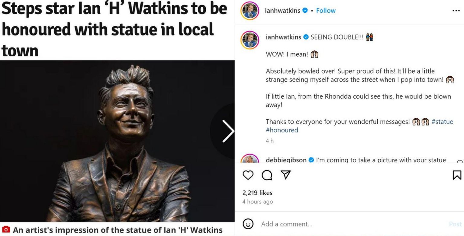H posted on Instagram about the statue