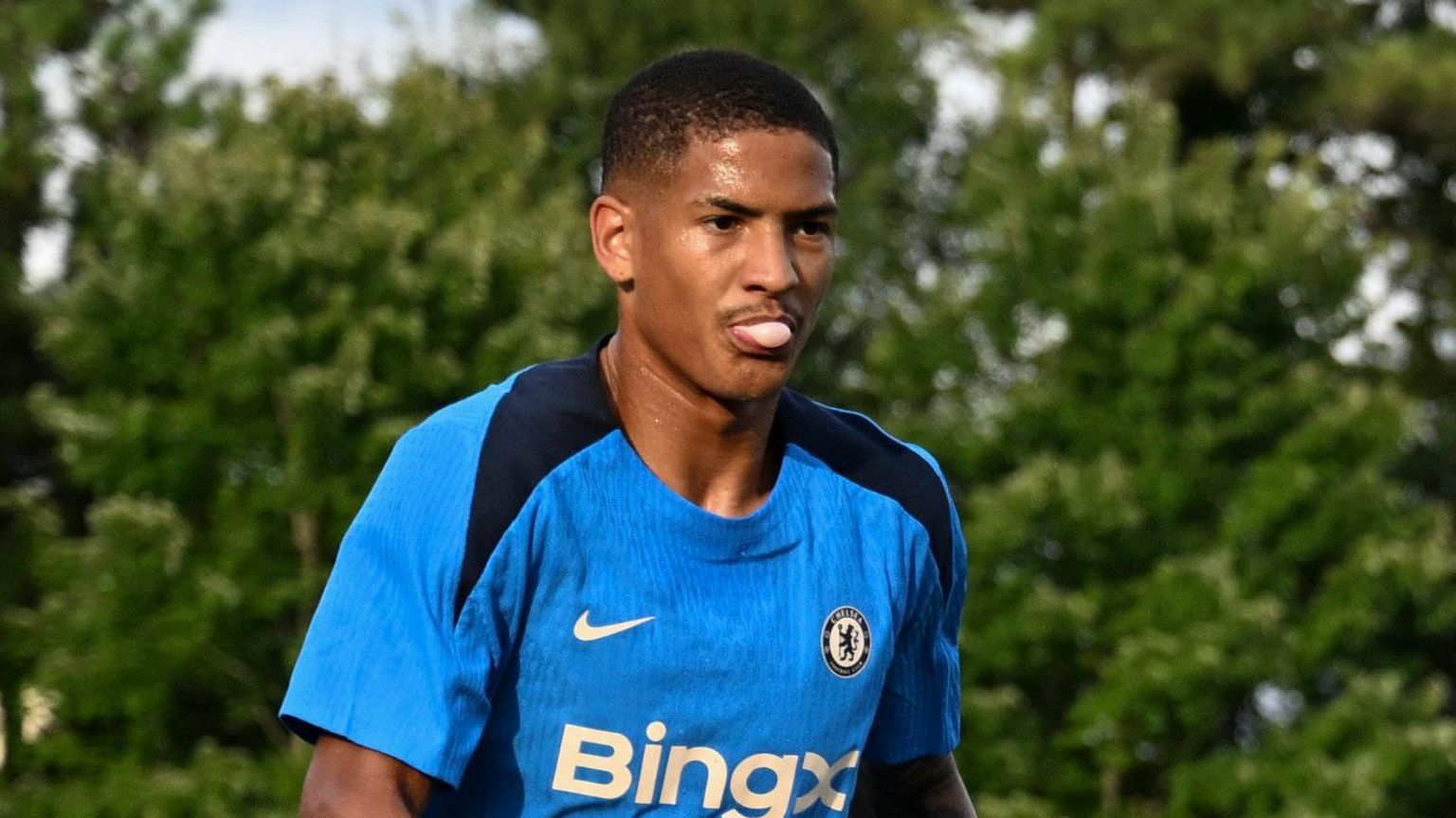 Angelo Gabriel in training with Chelsea.