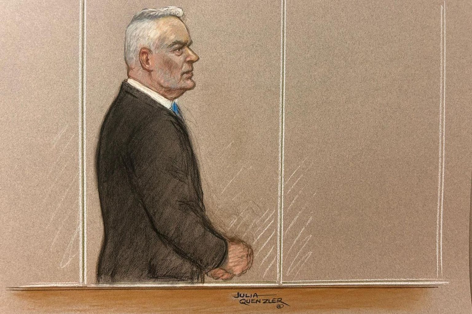 Huw Edwards sketehced in court