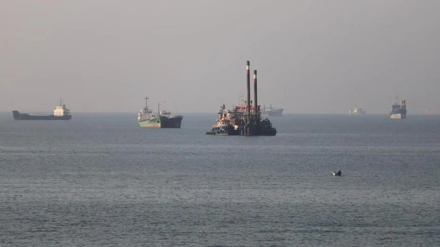 Reuters Six shipping vessels in the Strait of Hormuz near Bandar Abbas, Iran on Monday.
