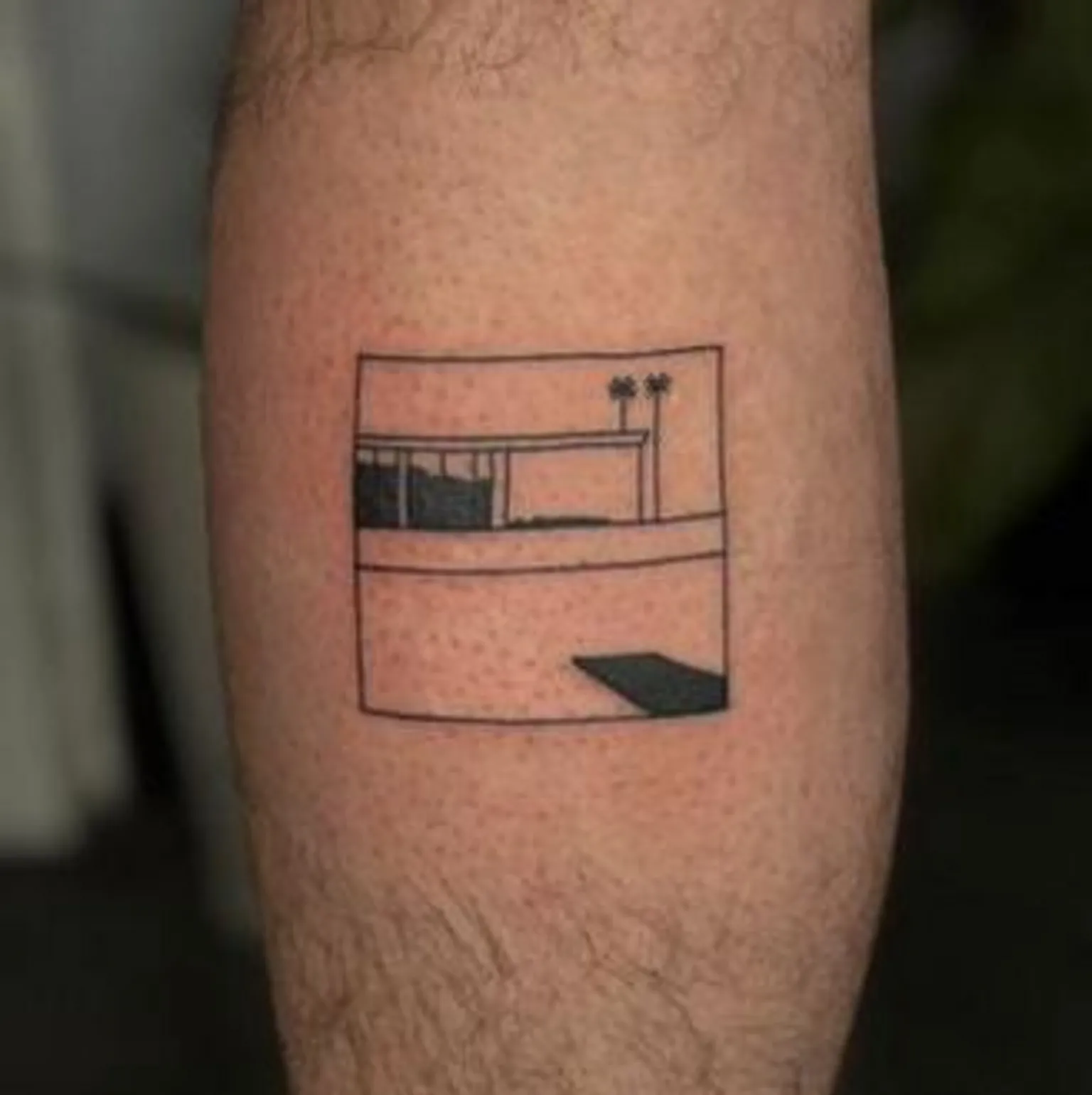 Handout A tattoo of 'A Bigger Splash' on the back of a man's calf
