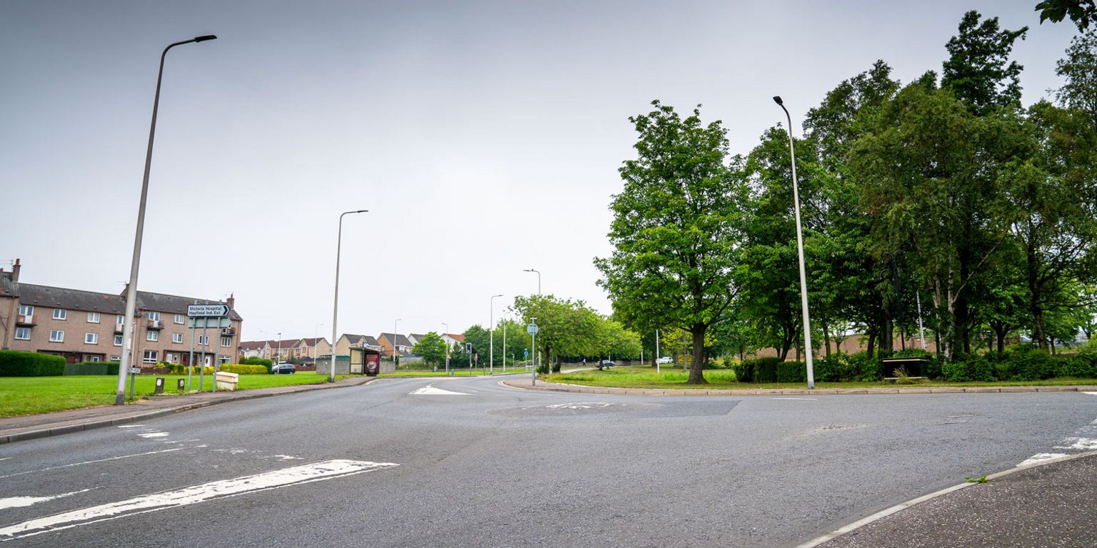 The junction of Hendry Road and Hayfield Road in Kirkcaldy, where Sheku Bayoh was restrained