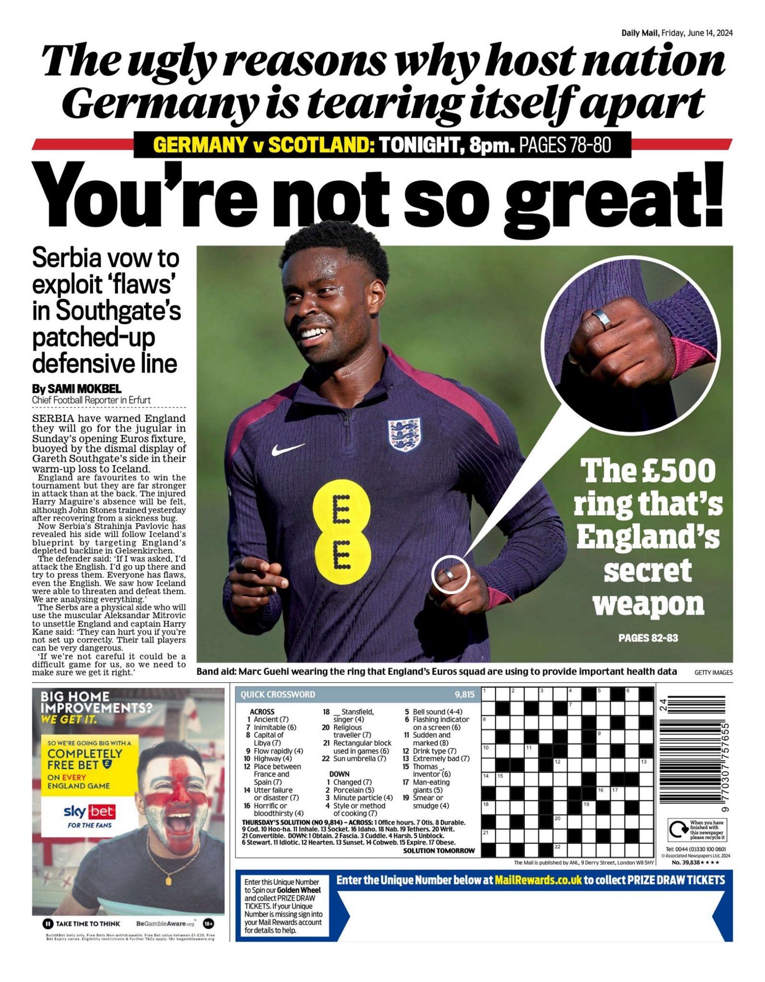 Back page of Friday's Mail