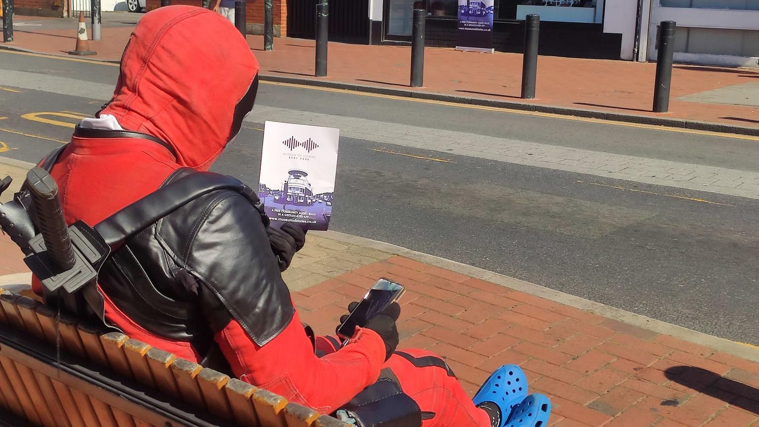 Luton's Deadpool listening to the stories in Bury Park