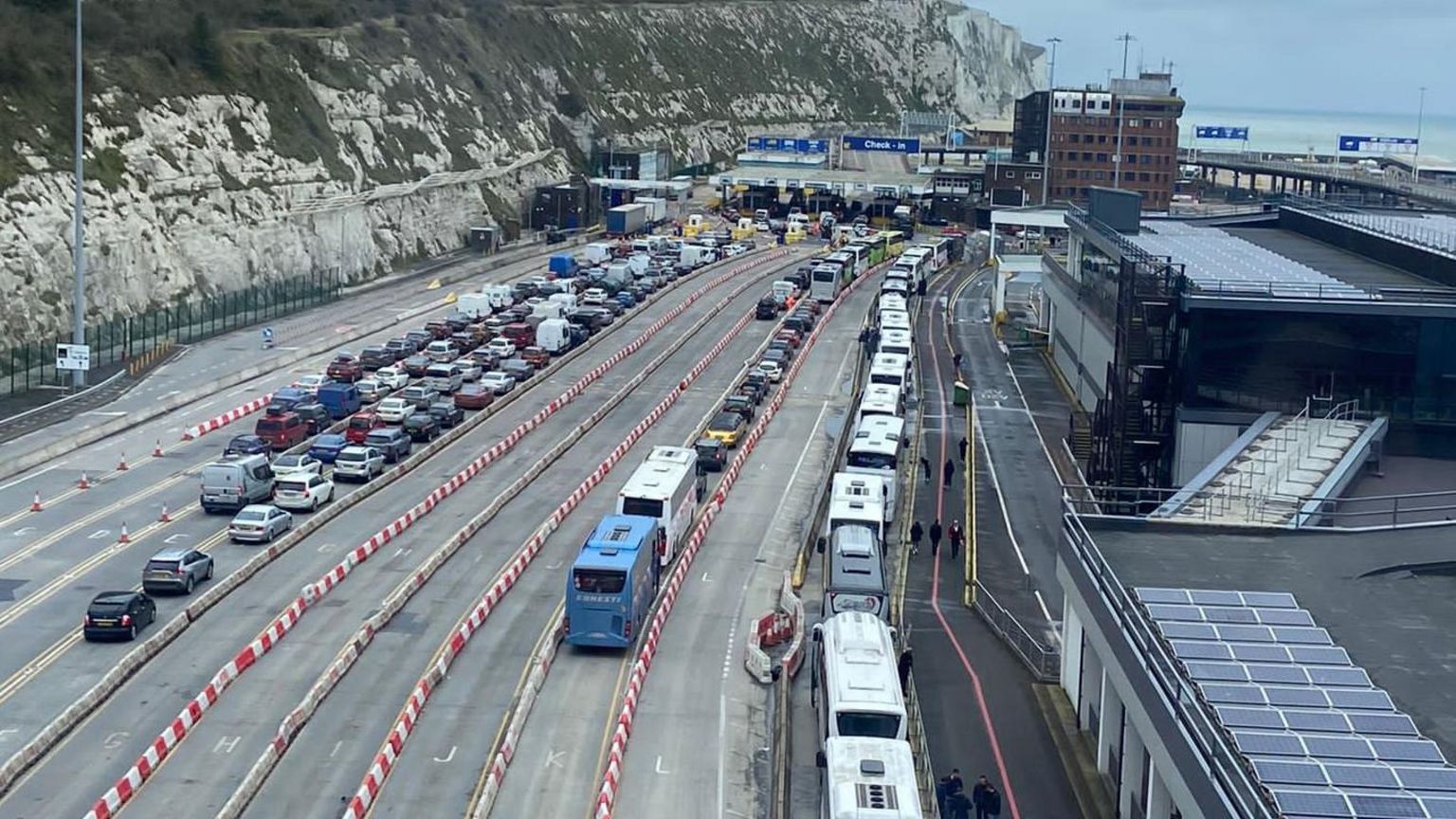 Queues of vehicles at Dover