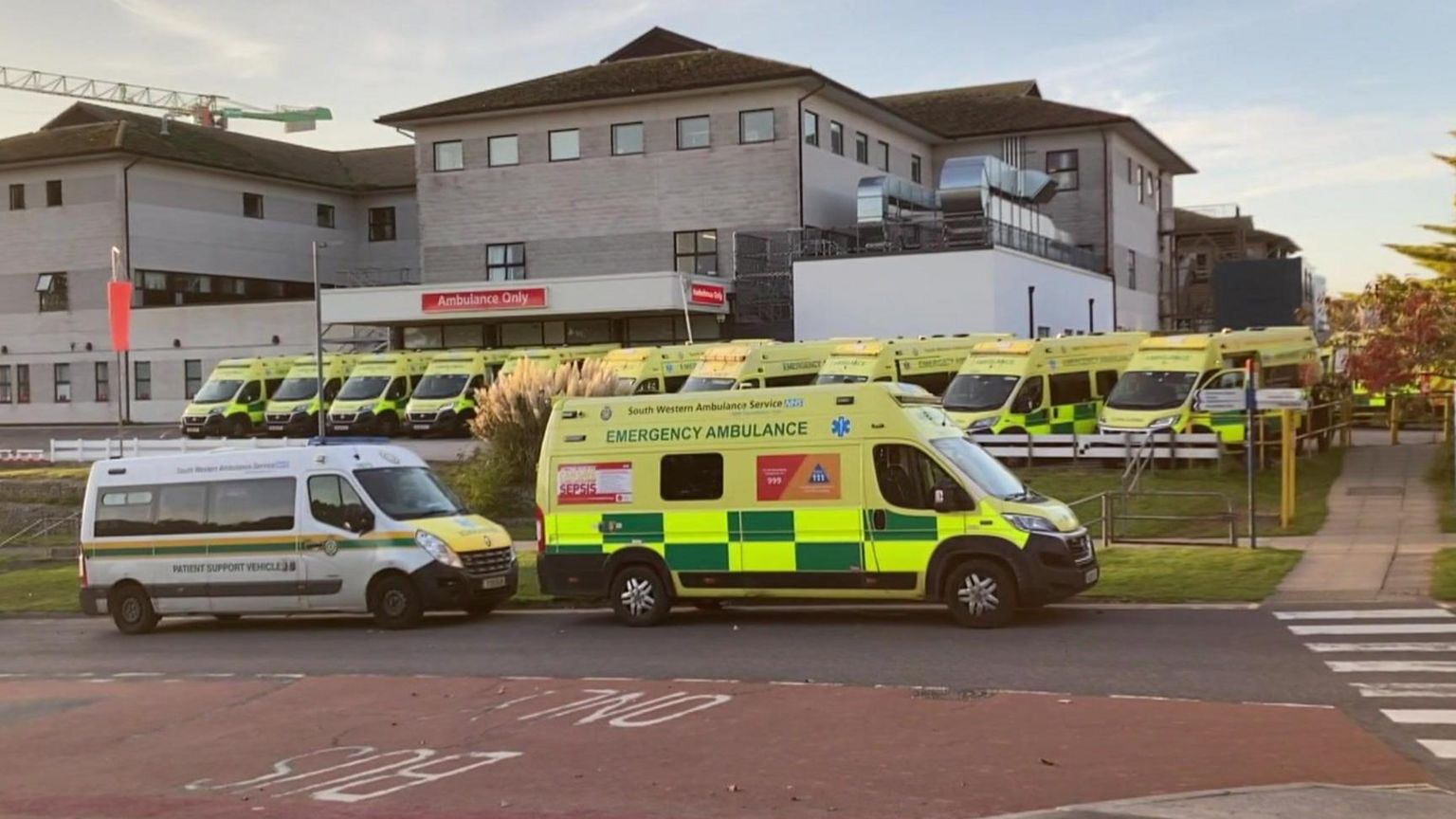 Ambulances outside Royal Cornwall Hospital in Truro