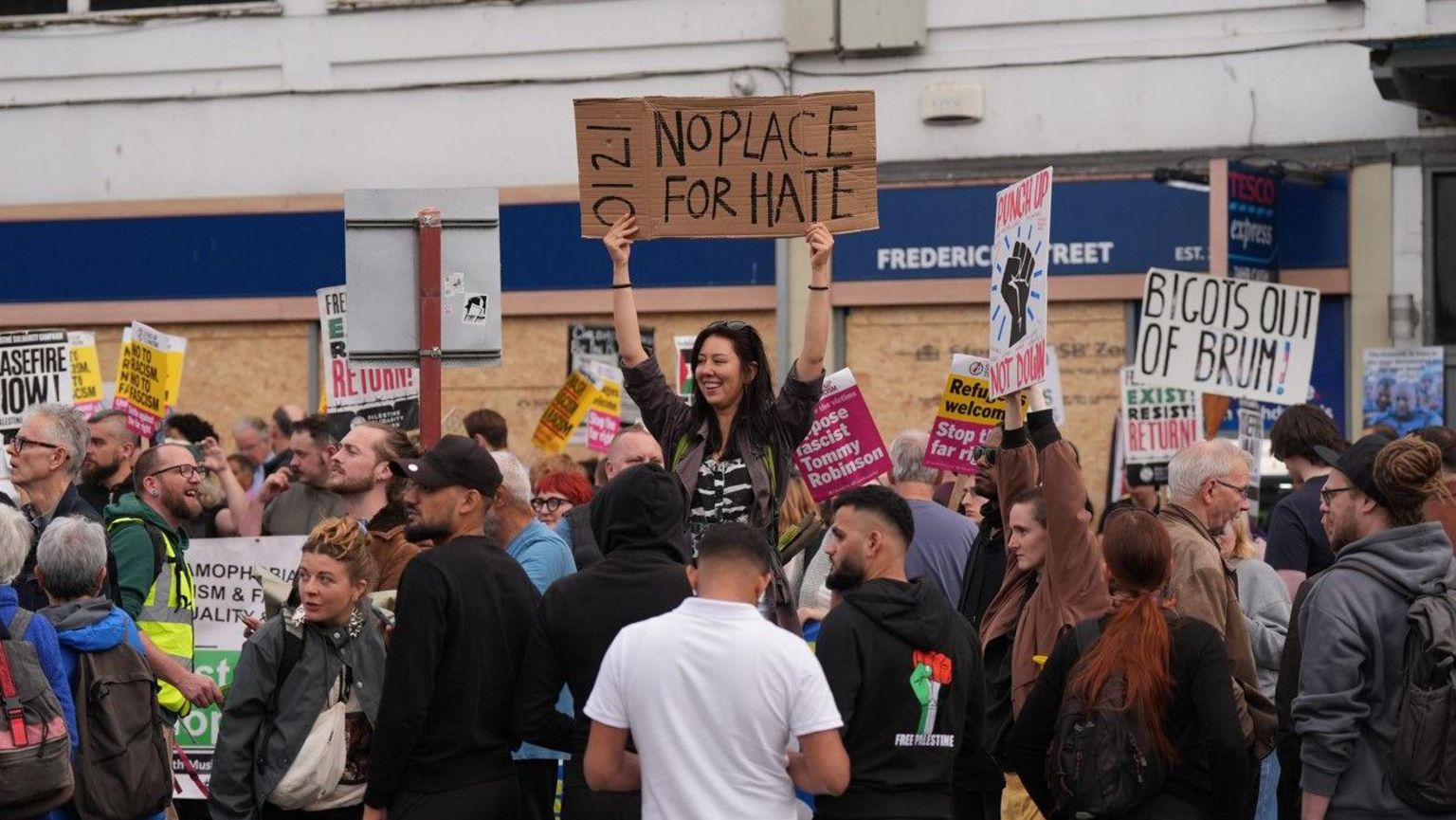 Counter protesters ahead of an anti-immigration protest in Birmingham