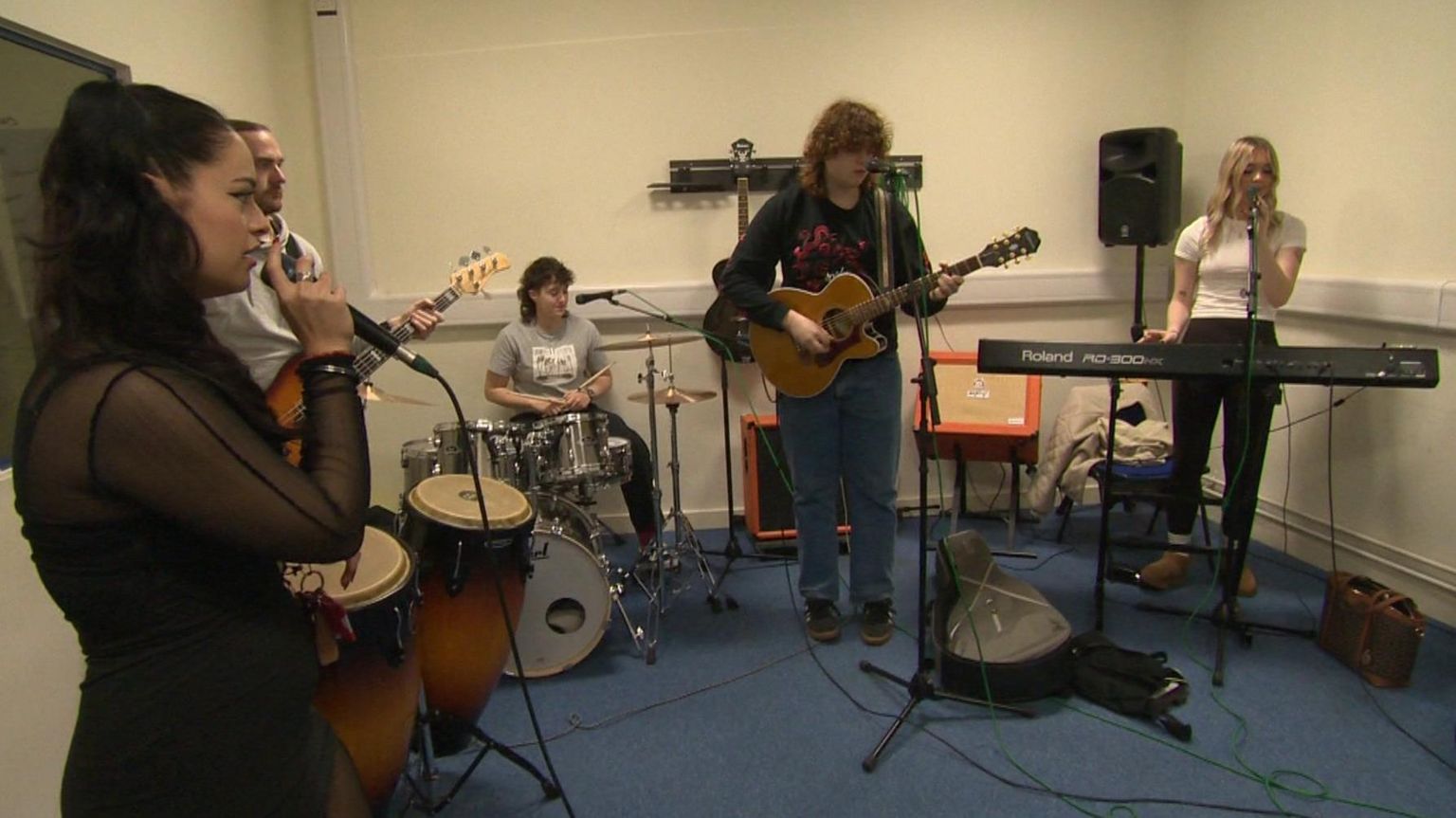 Students practising in a music studio at LIPA Sixth Form College