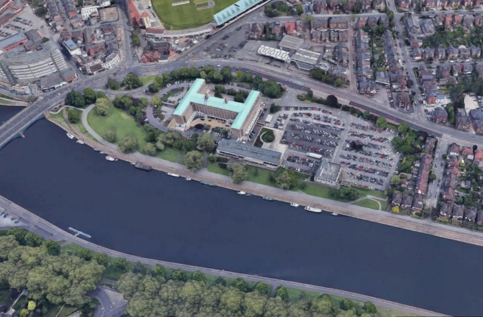 A aerial view of County Hall in West Bridgford, Nottinghamshire